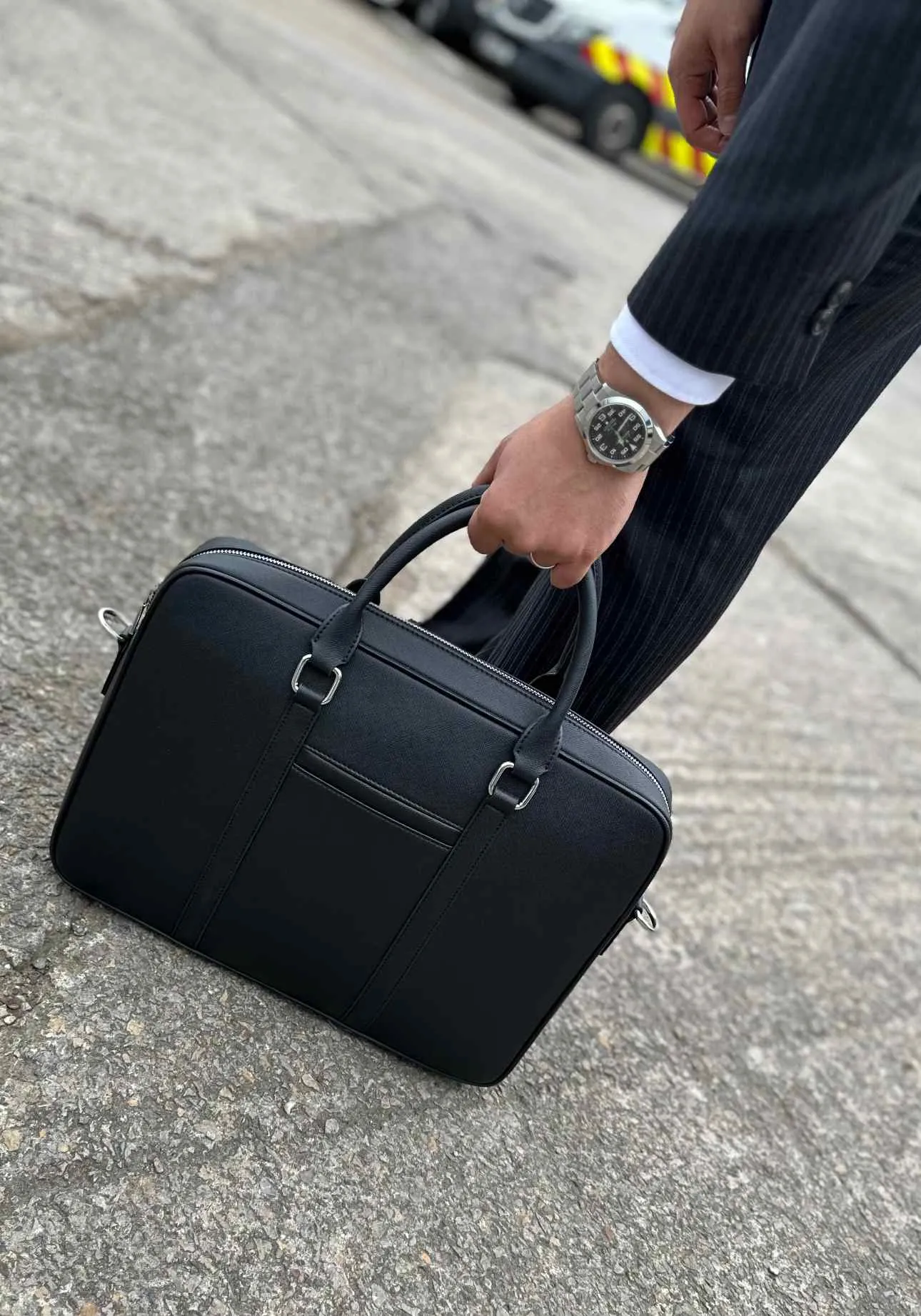 Sophisticated Laptop | BriefCase Bag Black Weekend sale Zip Leather