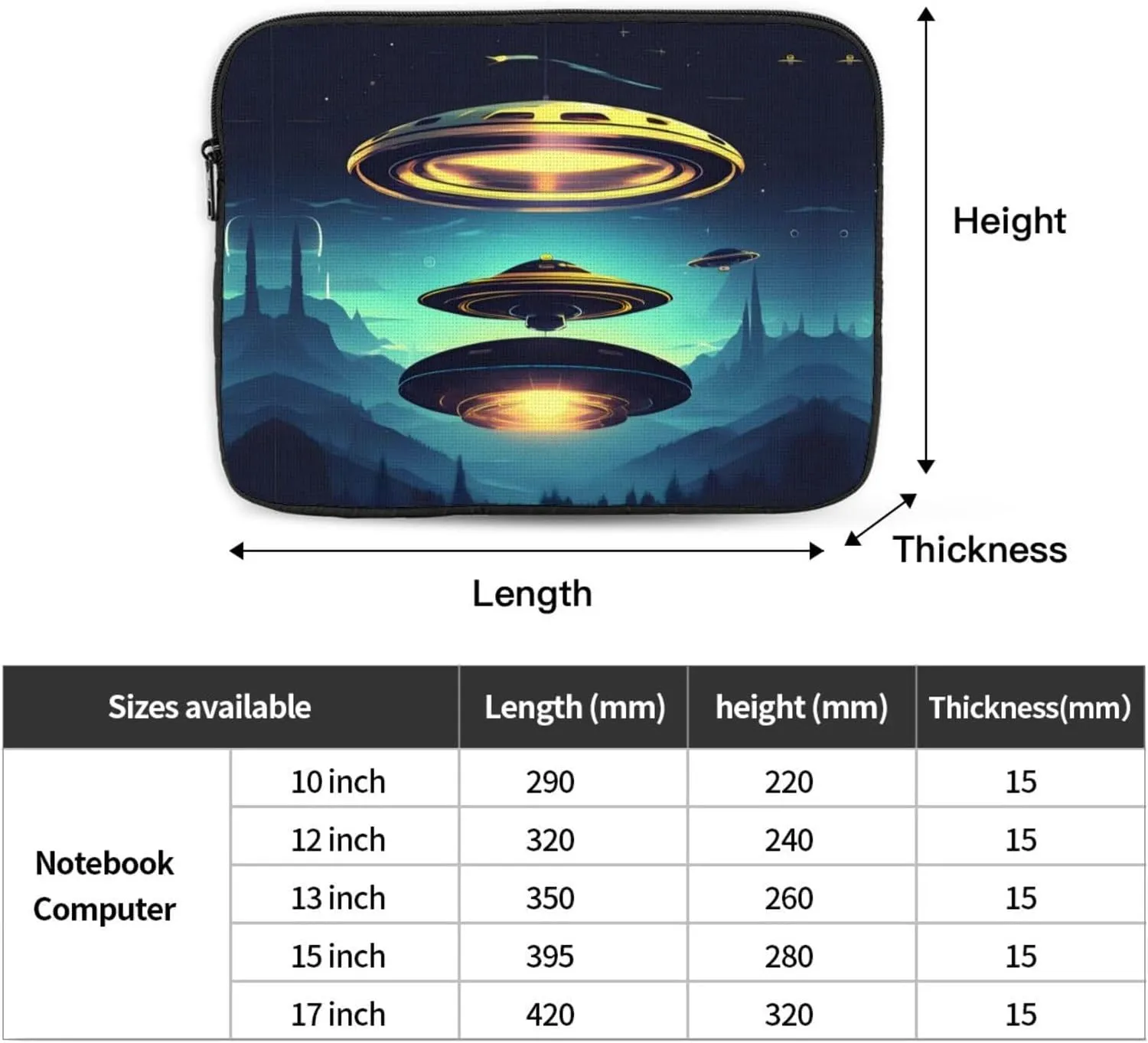 Spacecraft descend Pattern Shockproof Portable Laptop 17 inch Sleeve Bag for Men and Women - Ideal for Business Travel, School, and Daily Use