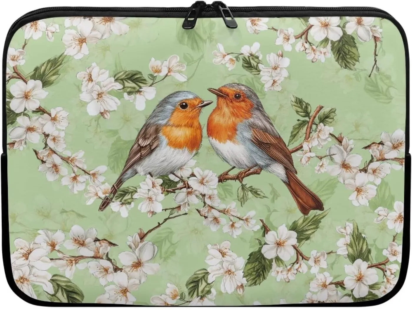 Sparrow Floral Printed Computer Bags for Women Men, Water Resistant Laptop Briefcase 12 Inch Travel Case Compatible with Most Laptops