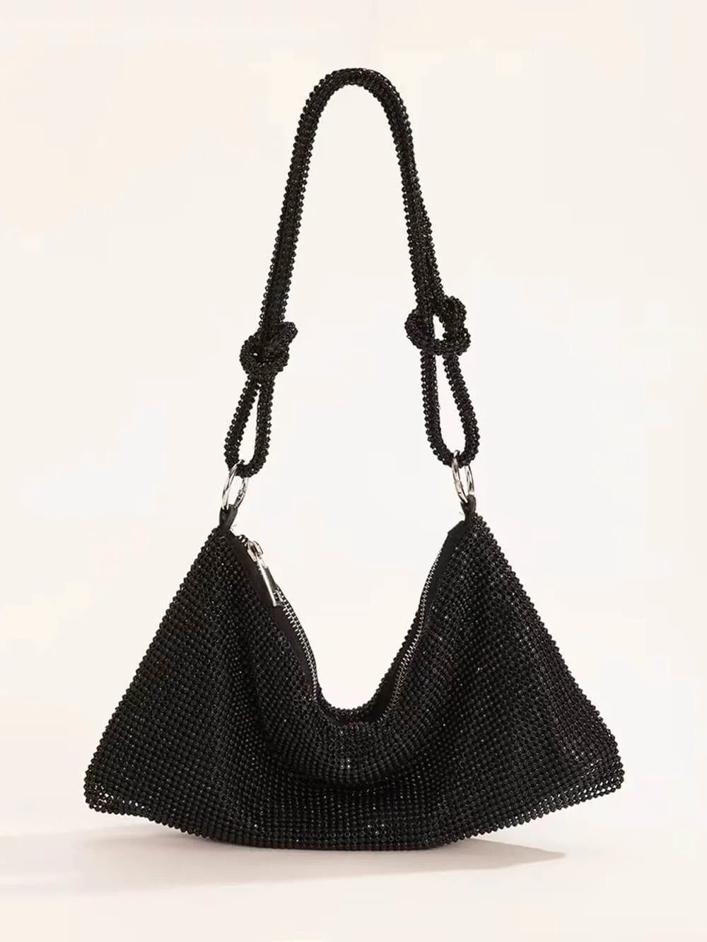Square Shaped Rhinestone Underarm Purse