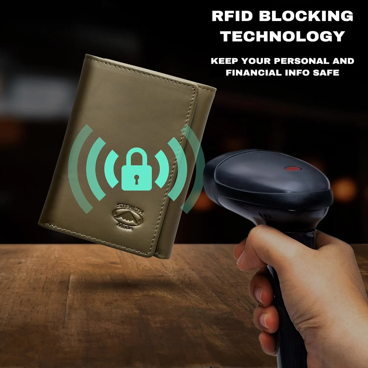 Stealth Mode Leather Trifold RFID Wallet For Men With Flip Out ID Holder (Camo)