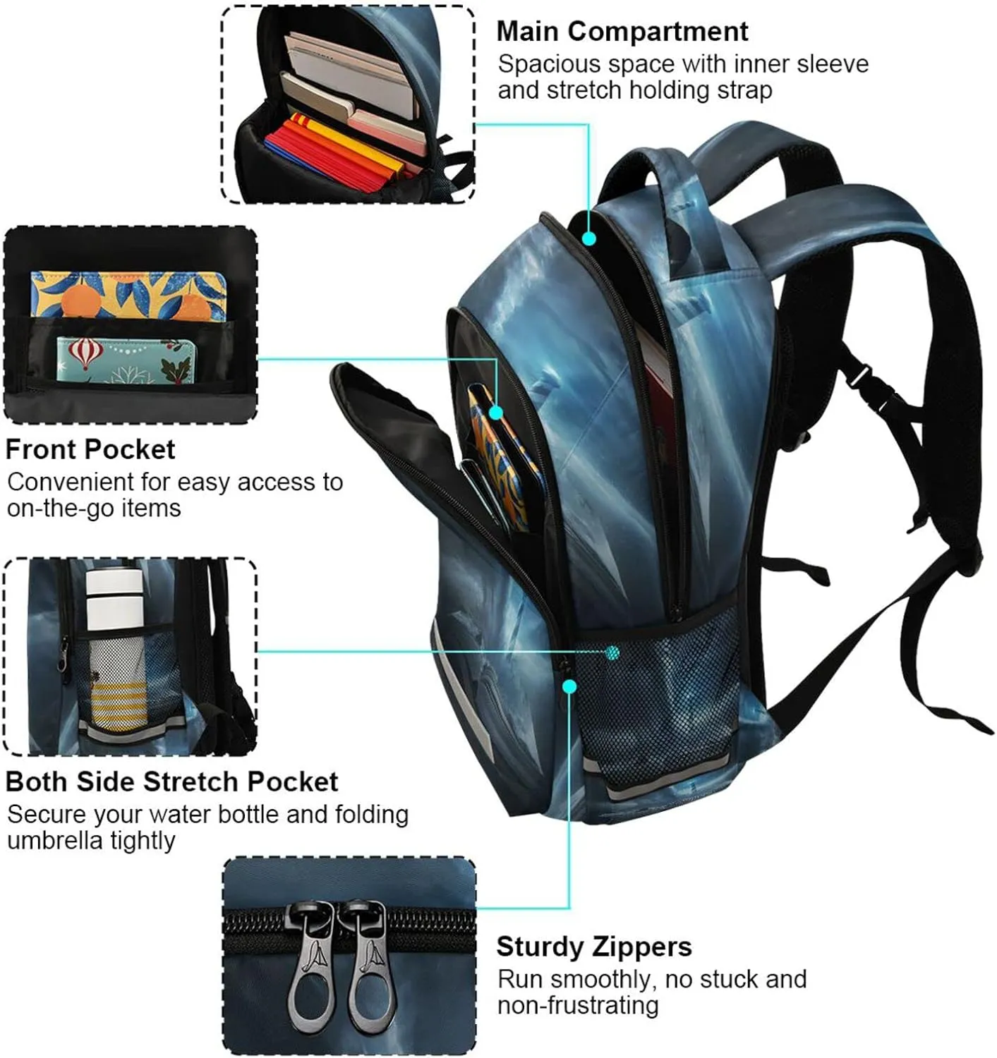 Storm and Tornado Backpack for Girls Kids Boys School Bookbags, Student Laptop Backpack Carrying Bag Casual Lightweight Travel Sports Day Packs