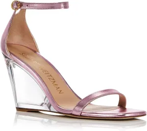 Stuart Weitzman Womens Nudistlucite 85 Leather Wedge Heels