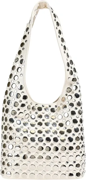 Studded Purses Y2K 90s Hobo Bags Trendy Shoulder Punk Handbag Soft Faux Leather Underarm Satchels Tote Handbag