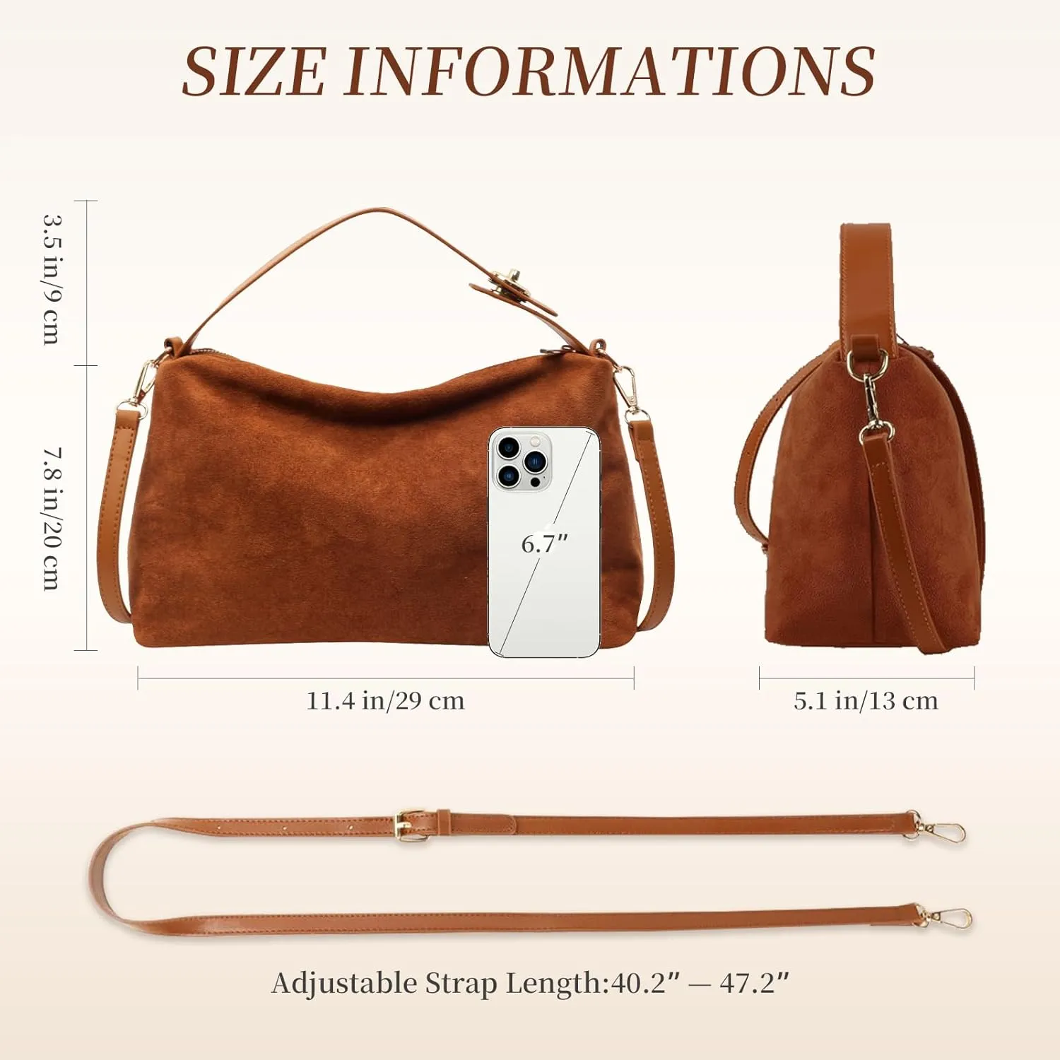 Suede Bags for Women Brown Suede Purses Suede Tote Handbag Slouchy Shoulder Bag Retro Crossbody Hobo Bag 2025