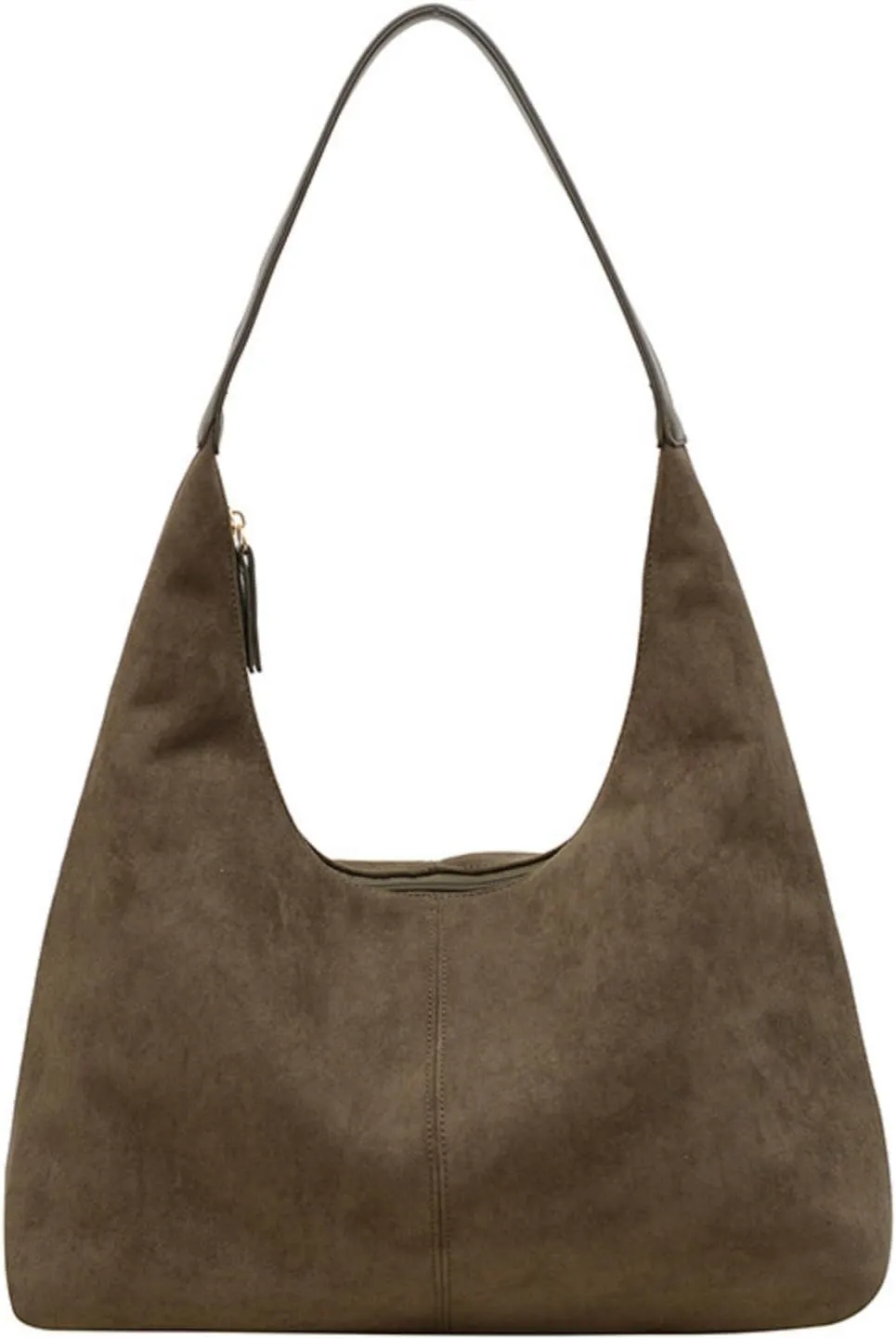 Suede Tote Bag Women Fall Winter Vintage Casual Handbag PU Strap Zip Slip Pocket Matte Shoulder Bag