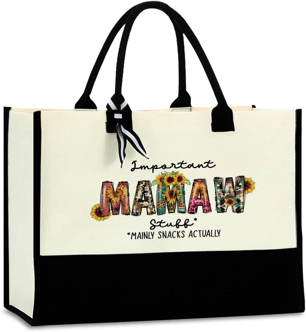 Sunflower Grandma Mom Gifts Waterproof Large Tote Bag Granny Mum Mimi Gigi Oma Grammy Nanny Abuela Mimi Nana Yaya Gifts
