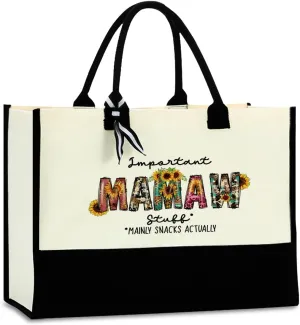 Sunflower Grandma Mom Gifts Waterproof Large Tote Bag Granny Mum Mimi Gigi Oma Grammy Nanny Abuela Mimi Nana Yaya Gifts