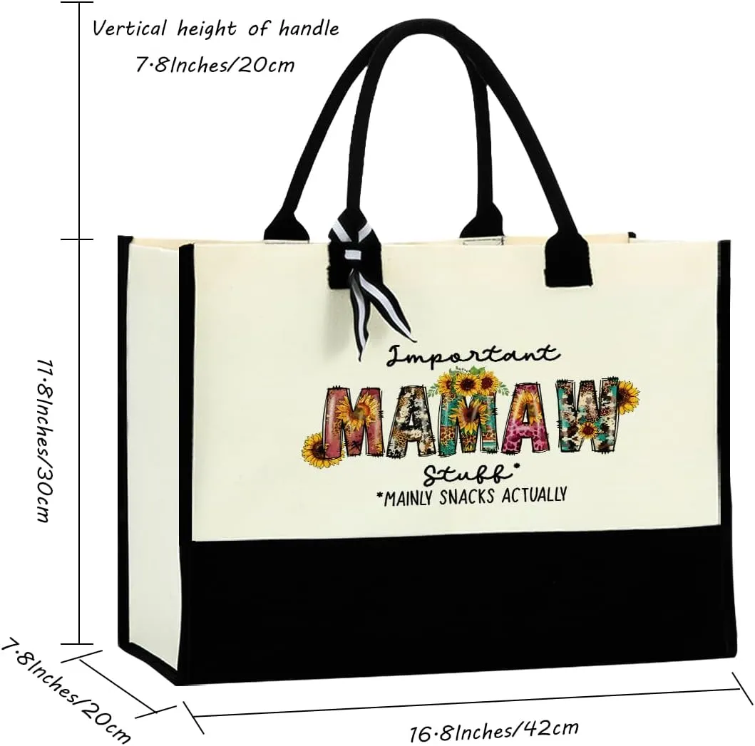 Sunflower Grandma Mom Gifts Waterproof Large Tote Bag Granny Mum Mimi Gigi Oma Grammy Nanny Abuela Mimi Nana Yaya Gifts