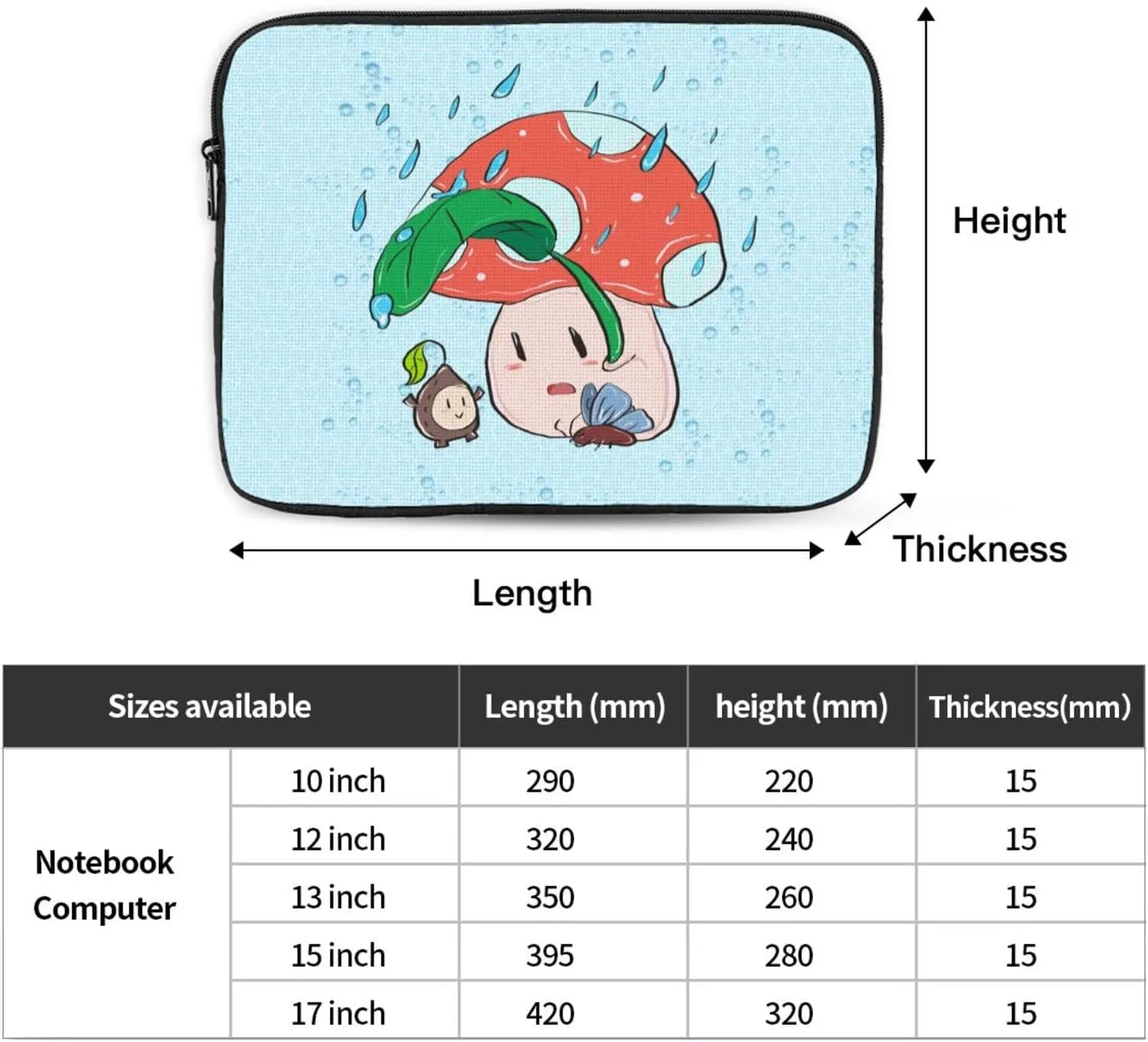 Sunflower Seeds and Mushroom Shockproof Portable Laptop Sleeve Bag 13 inch - Slim and Lightweight Laptop Case for Daily Use, Travel, and Business