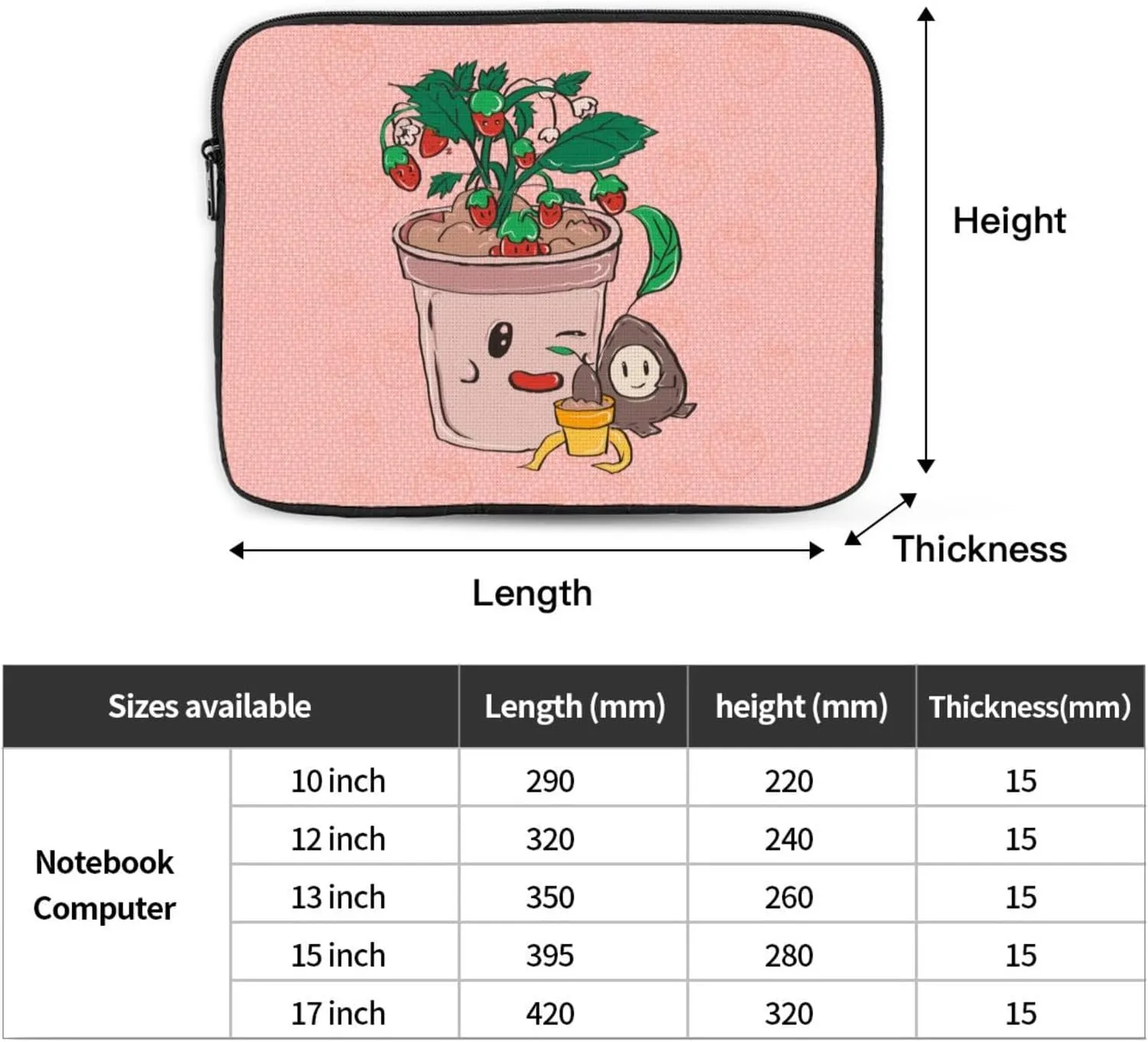 Sunflower Seeds and Strawberries Shockproof Portable Laptop Sleeve Bag 10 inch - Slim and Lightweight Laptop Case for Daily Use, Travel, and Business