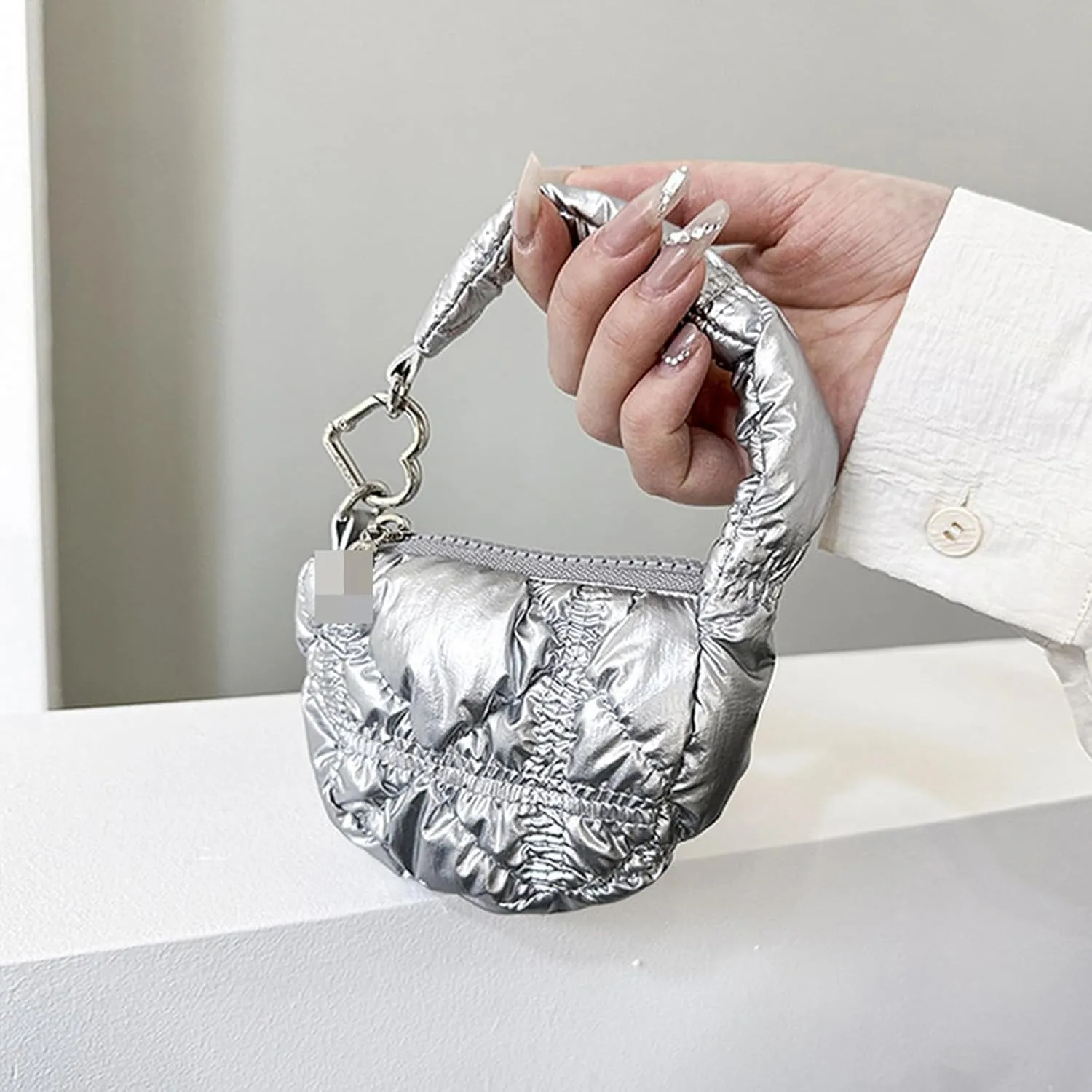 Super Mini Quilted Bag Puffer Wristlet Clutch Purse Nylon Padded Women's Handbags Evening Bag Charm Lipstick bag
