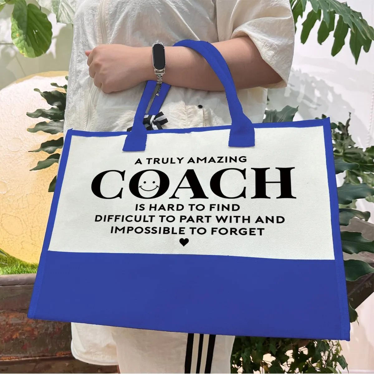 SUSZDOU Amazing Coach Tote Bag, Women's Canvas Handbags, Shoulder Beach Bag, Thank You Gift for Female Coach, Gifts for Female Coaches, Canvas Tote Bag With Zipper, Makeup Bag G1