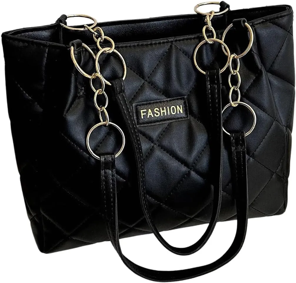 SweatyRocks Women's Quilted Tote Bag Top Handle Travel Shopping Shoulder Handbags