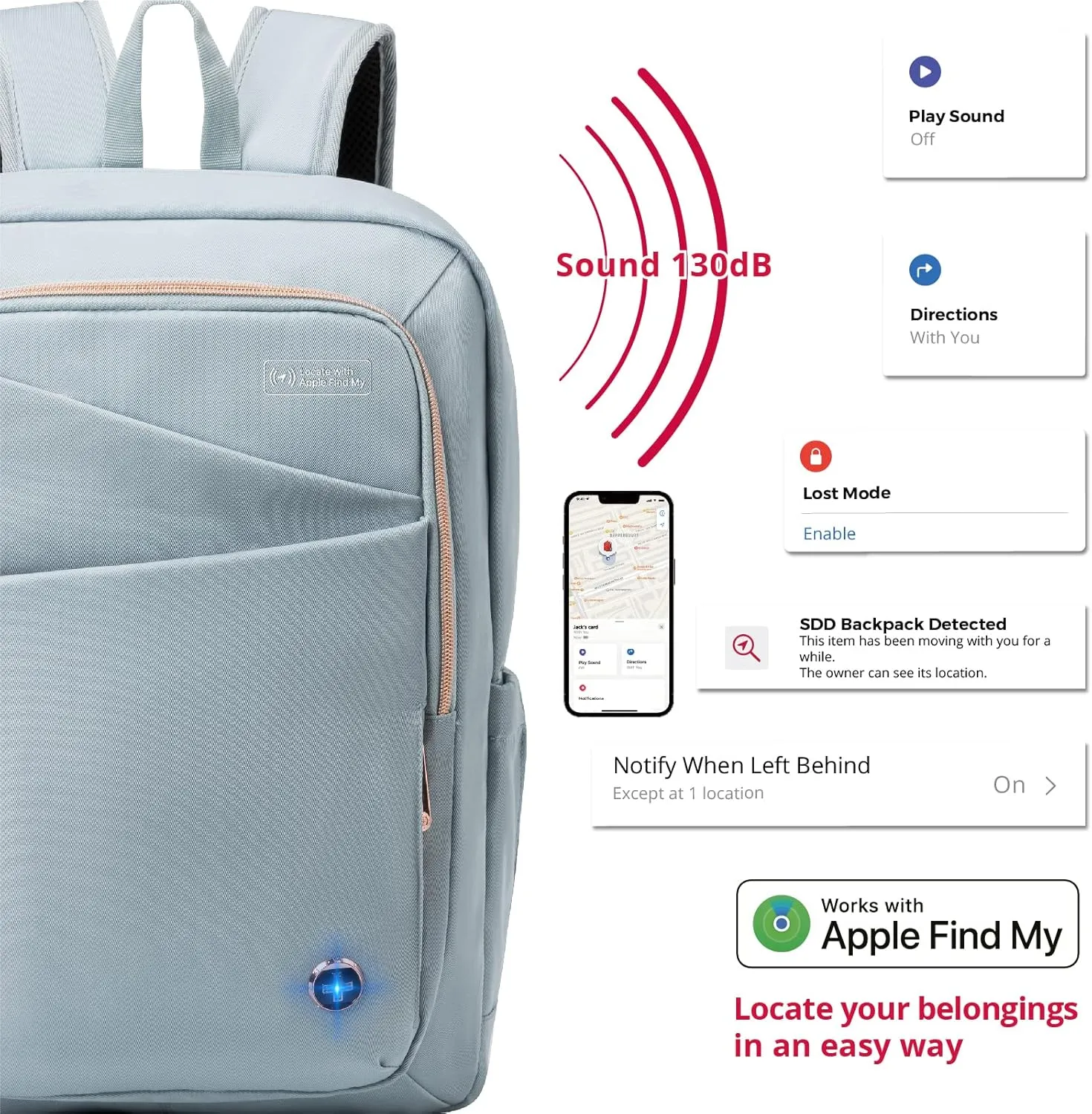 Swissdigital Design Women Laptop Backpack For Women With Apple Find My network,Travel Bookbags With USB Charging Port，Large Capacity Computer Backpacks For Work Business (KATY ROSE SD1006FB-14)