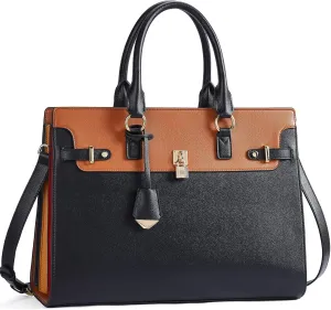 Telena Laptop Tote Bag for Women, 15.6 Inch Shoulder Tote Bag Leather Briefcase for Women, Large Capacity Handbag Bags