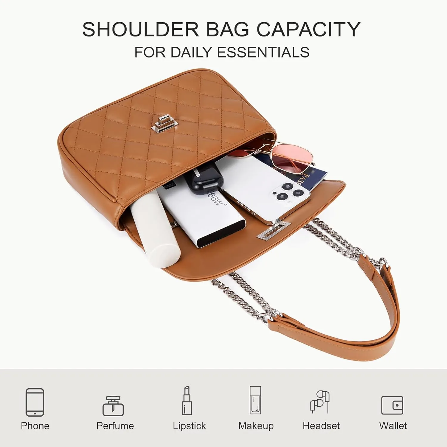 Telena Shoulder Bag for Women Vegan Leather Women's Shoulder Purses Handbags with 2 Removable Strap Crossbody Bag Purses
