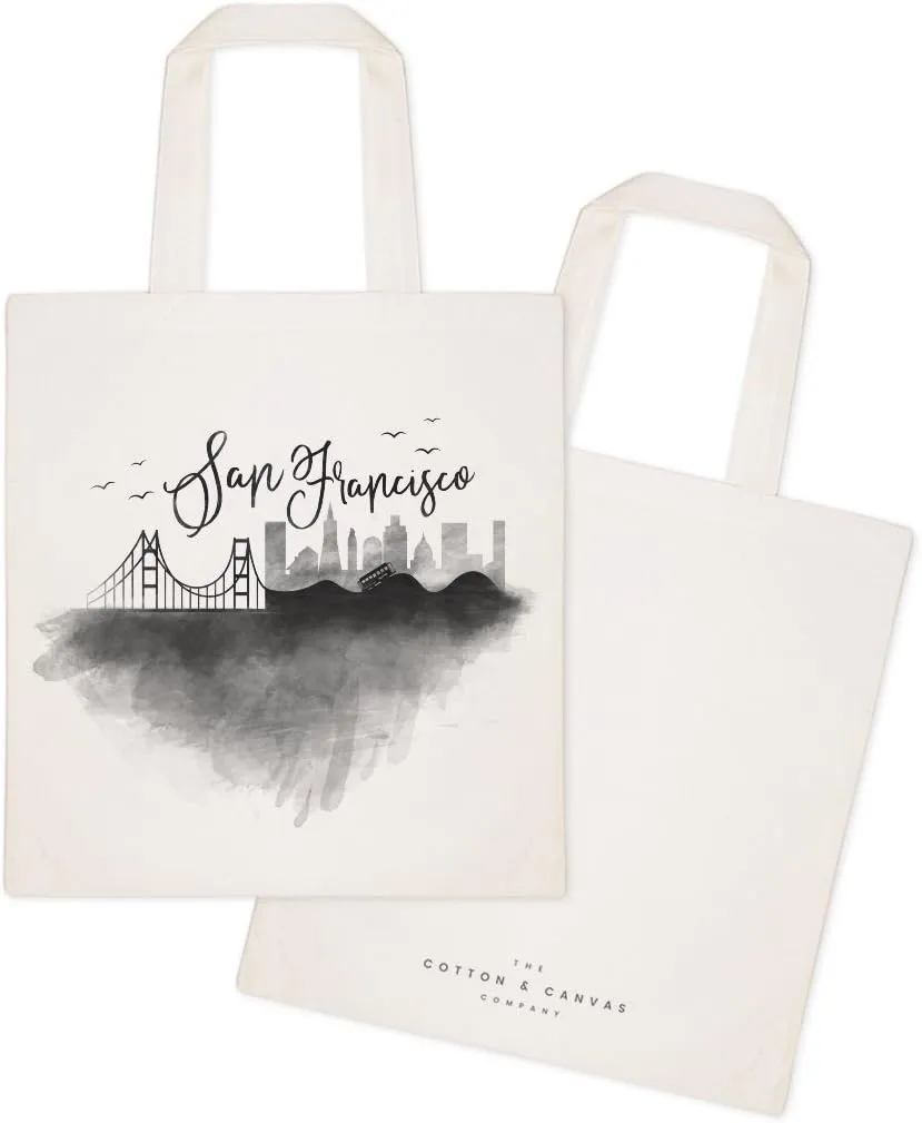 The Cotton & Canvas Co. Cityscape, Souvenir, Beach, Shopping and Travel Reusable Shoulder Tote and Handbag