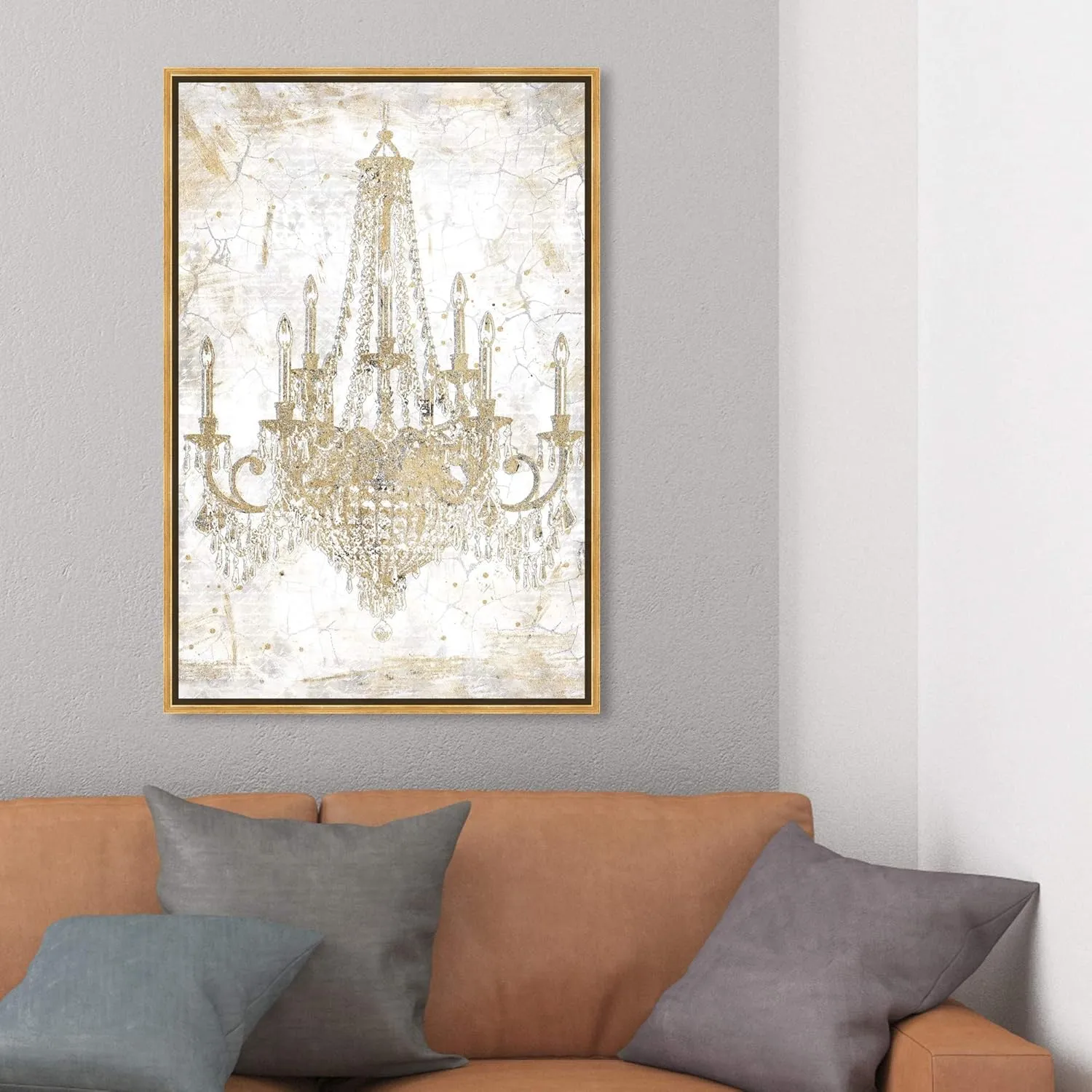 The Oliver Gal Artist Co. Fashion and Glam Wall Art Framed Canvas Prints Chandeliers Home Décor, 24 in x 36 in, Gold, White