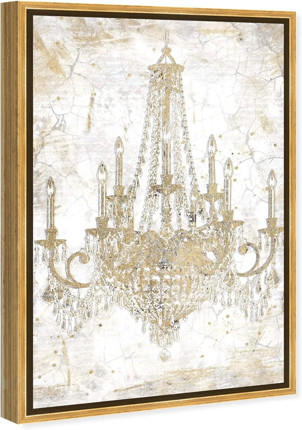 The Oliver Gal Artist Co. Fashion and Glam Wall Art Framed Canvas Prints Chandeliers Home Décor, 24 in x 36 in, Gold, White
