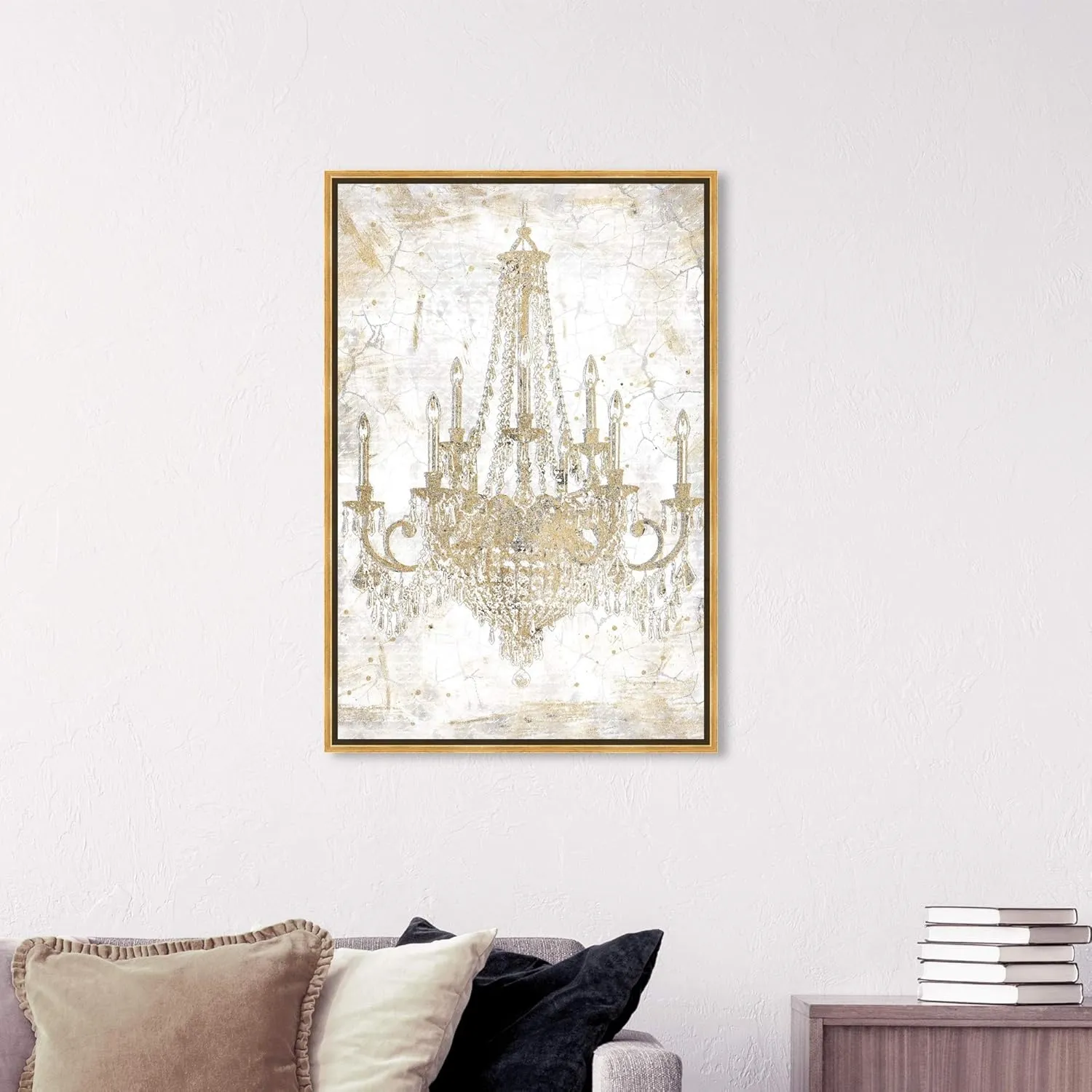 The Oliver Gal Artist Co. Fashion and Glam Wall Art Framed Canvas Prints Chandeliers Home Décor, 24 in x 36 in, Gold, White