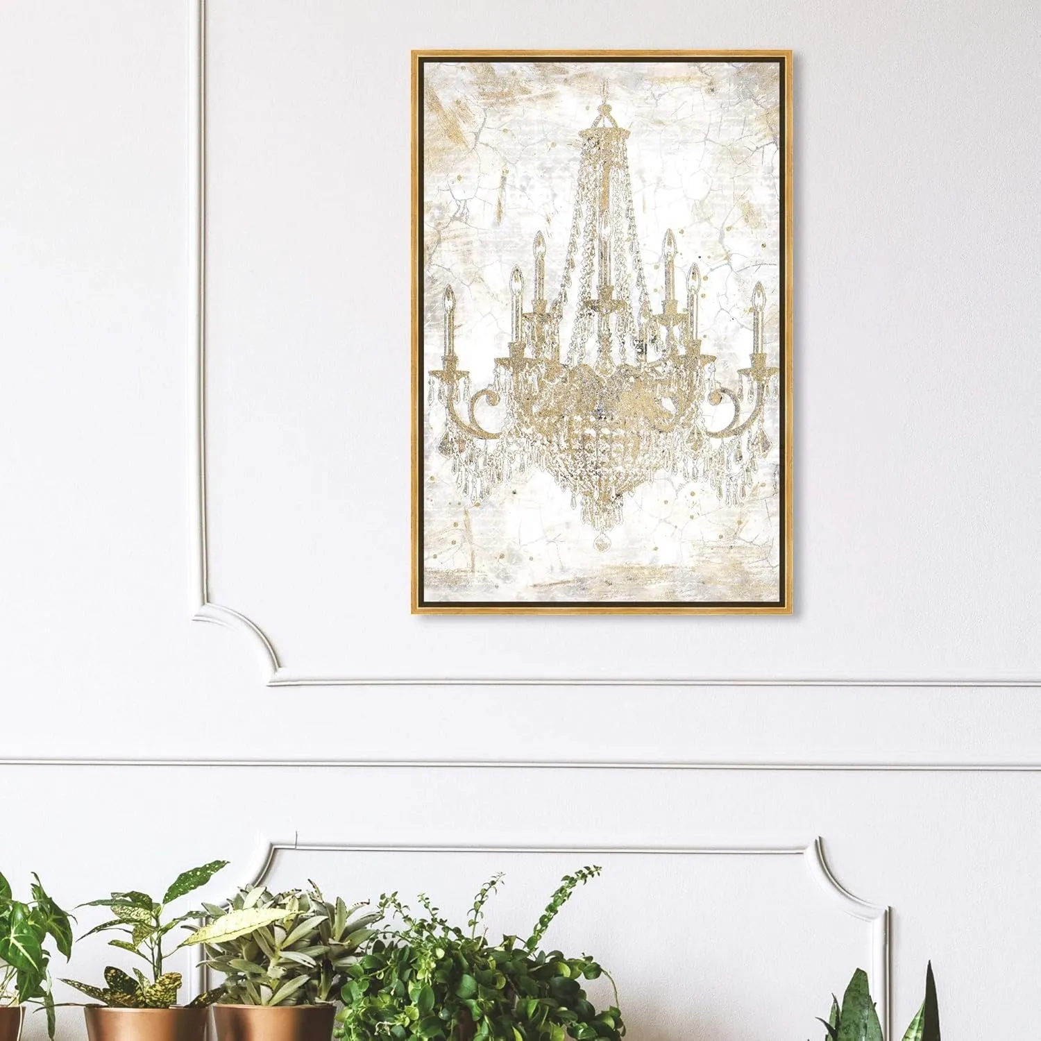 The Oliver Gal Artist Co. Fashion and Glam Wall Art Framed Canvas Prints Chandeliers Home Décor, 24 in x 36 in, Gold, White