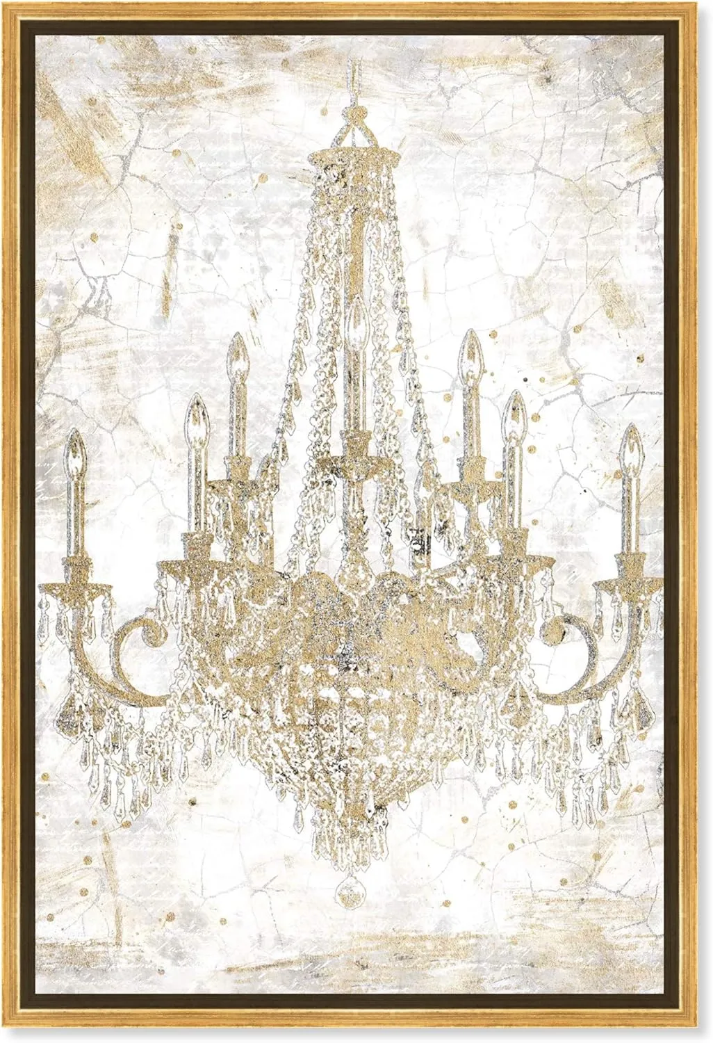 The Oliver Gal Artist Co. Fashion and Glam Wall Art Framed Canvas Prints Chandeliers Home Décor, 24 in x 36 in, Gold, White