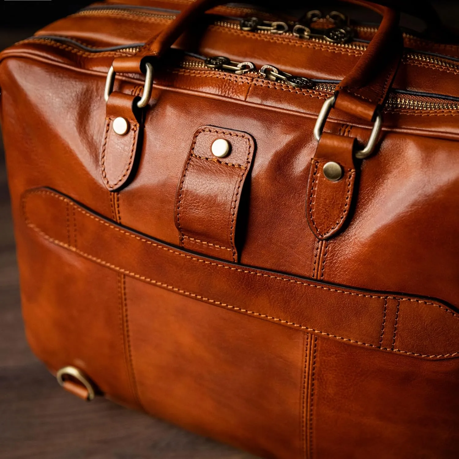 Time Resistance Leather Laptop Briefcase - for Men and Women