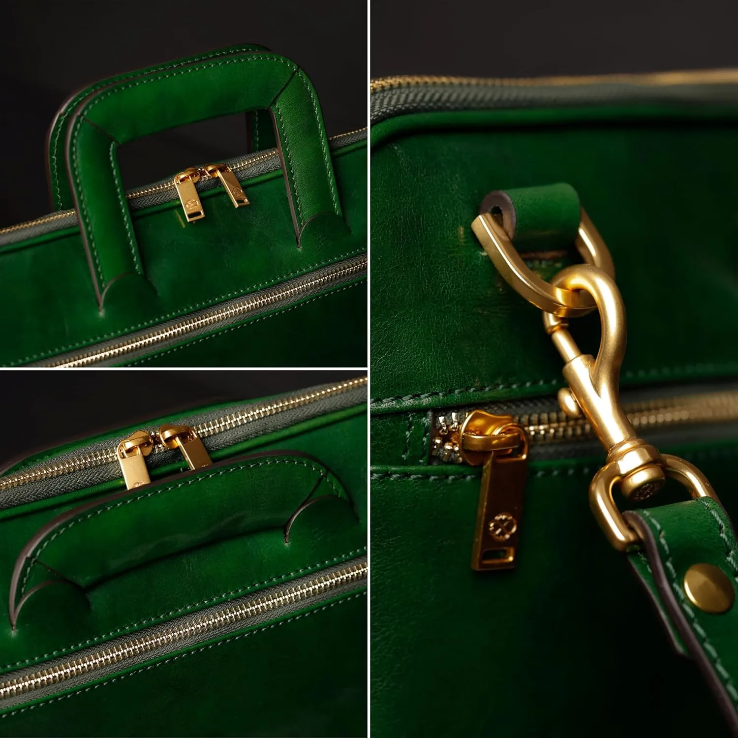 Time Resistance Slim Leather Briefcase - Italian Handmade Leather Computer Bag - Briefcase for Men and Women - Laptop Bag
