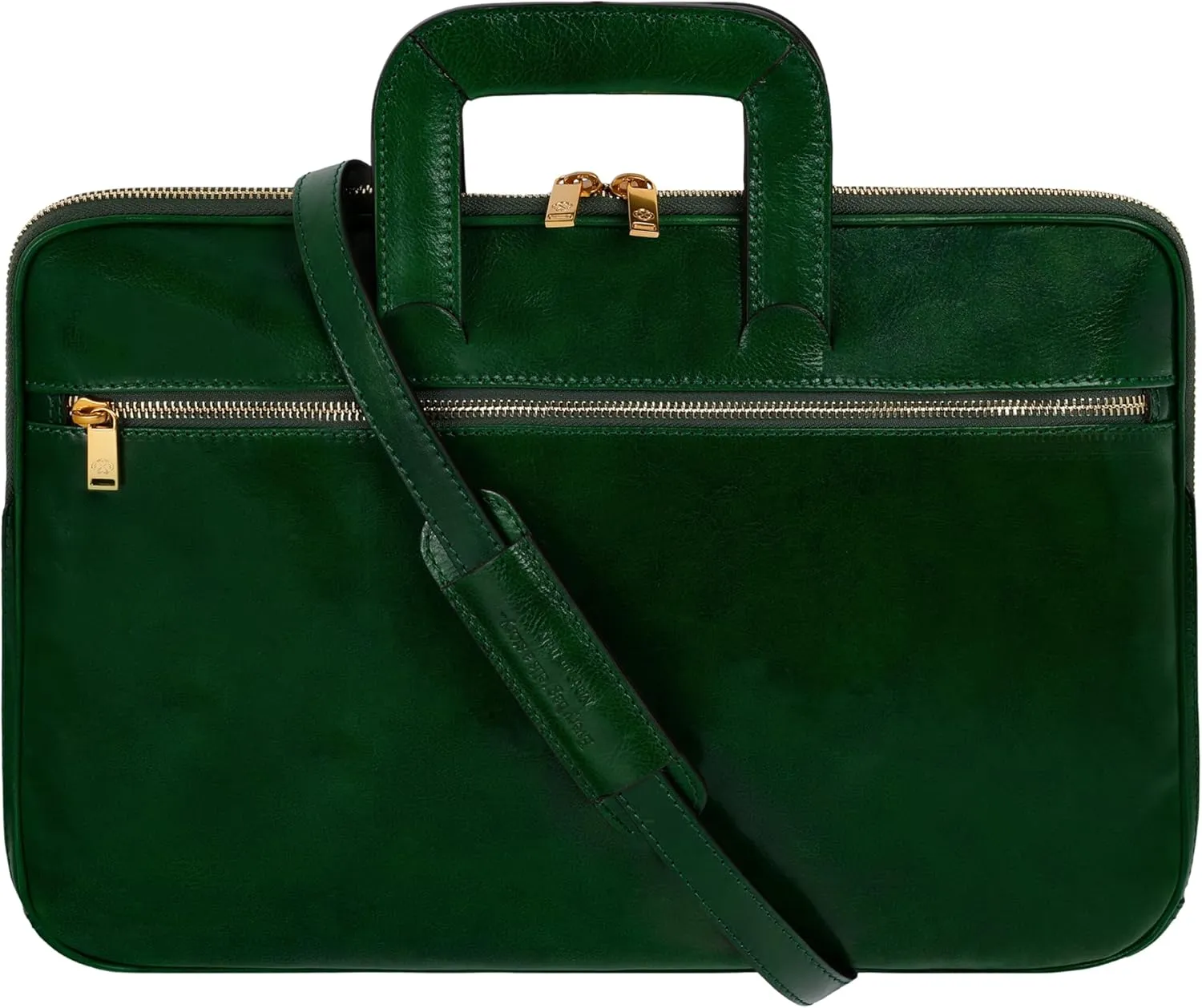Time Resistance Slim Leather Briefcase - Italian Handmade Leather Computer Bag - Briefcase for Men and Women - Laptop Bag