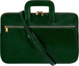 Time Resistance Slim Leather Briefcase - Italian Handmade Leather Computer Bag - Briefcase for Men and Women - Laptop Bag