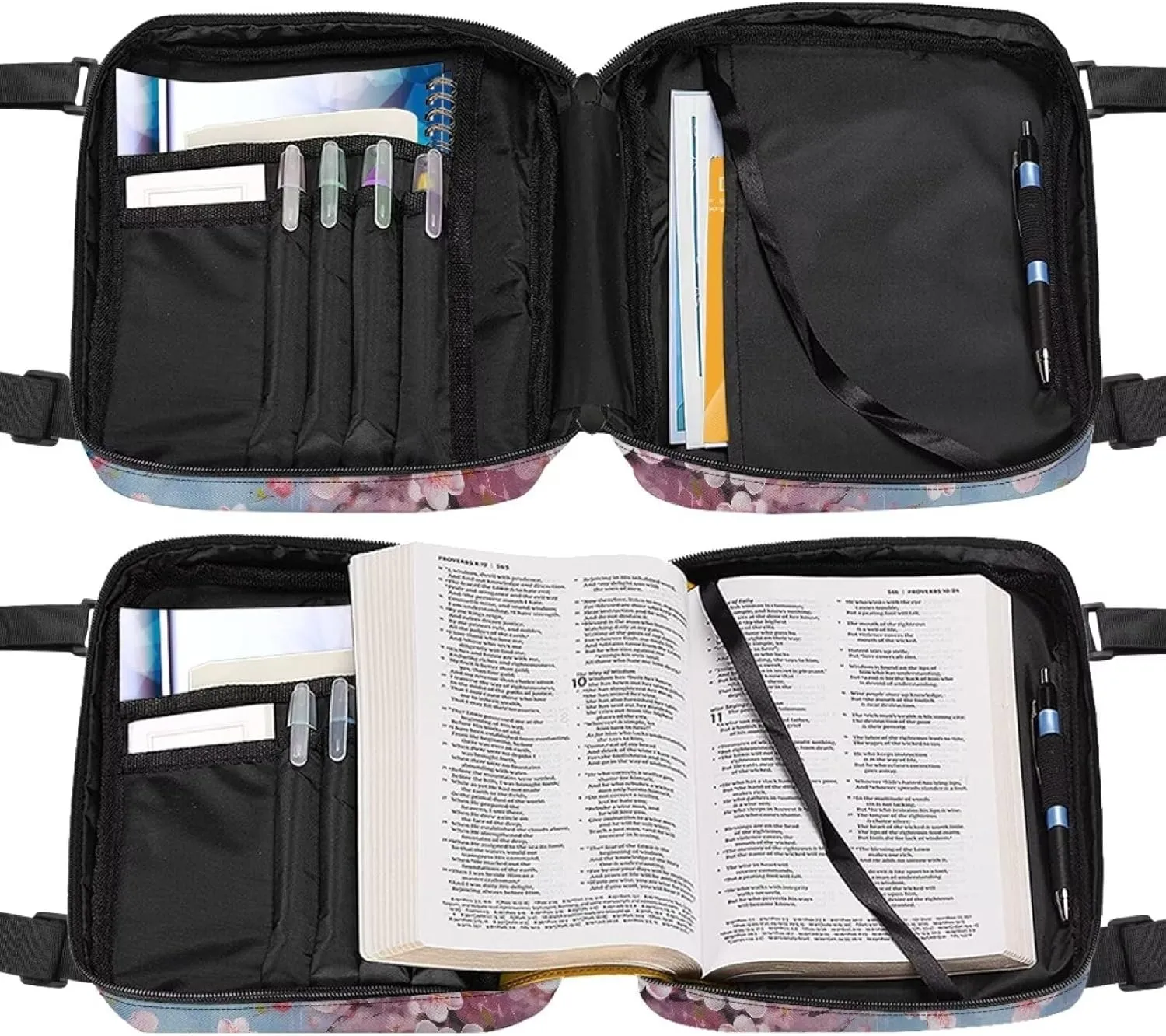 TODIYADDU Bible Covers for Women Men Large Size Bible Carrying Case for Church School Portable Bible Bag for Book Pens Gifts