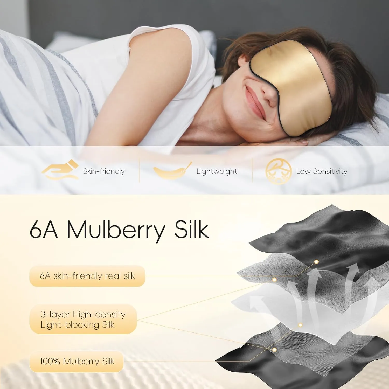 TOPOINT Silk Sleep Mask Light Blocking, 3-in-1 Cooling Heated Eye Mask for Sleeping, Includes Silk Senna Seed and Gel Masks, for Migraine Dry Eye Dark Circles Women Men