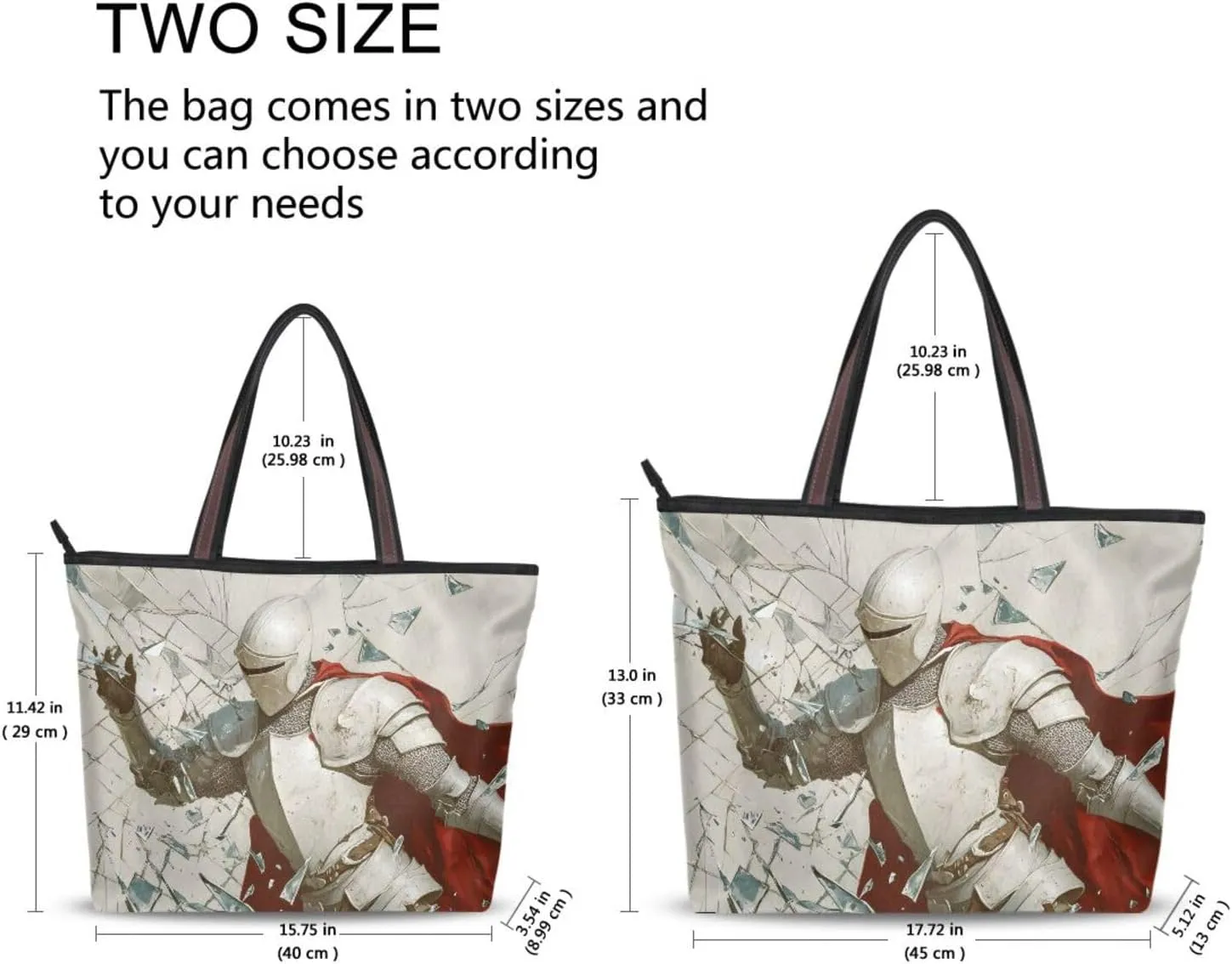 Tote Bag for Women-Art Knight Reusable Grocery Handbag Bags with Zipper Large Size