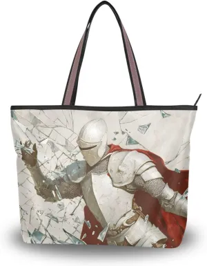 Tote Bag for Women-Art Knight Reusable Grocery Handbag Bags with Zipper Large Size