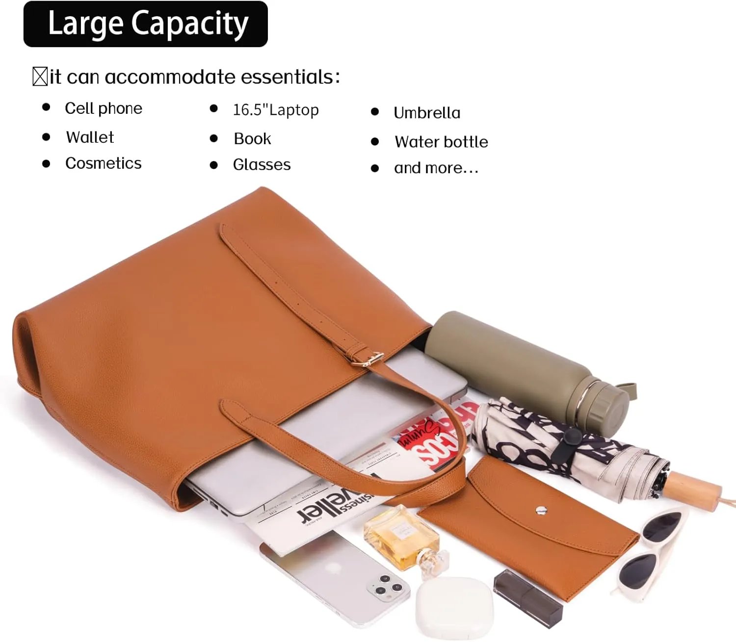 Tote Bag for Women Large Leather Work Bag Travel Shopping Shoulder Handbags 2025 Trendy