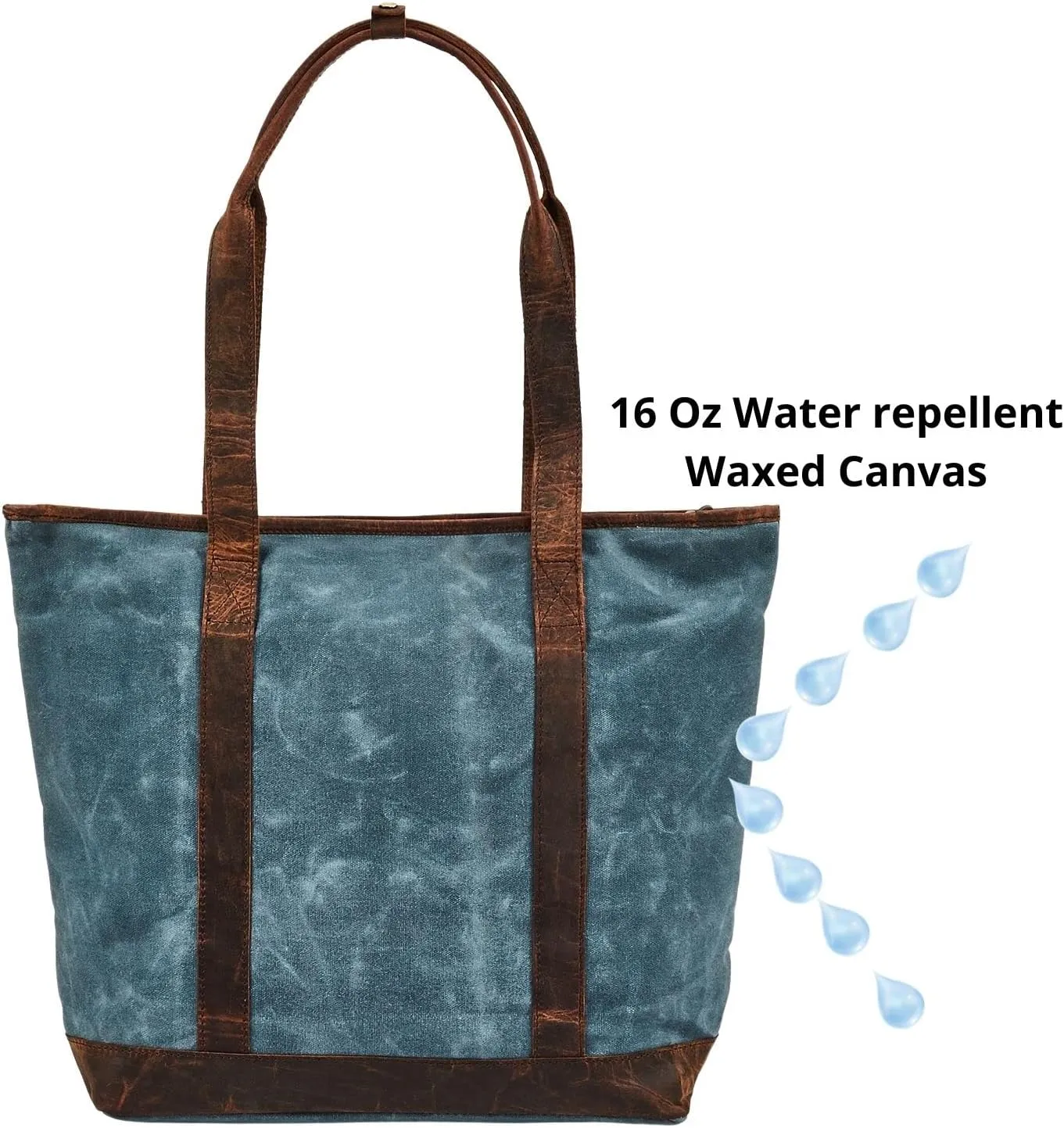 Tote Bag for Women Real Leather Shoulder Handbag Organizer Water Repellent Waxed Canvas