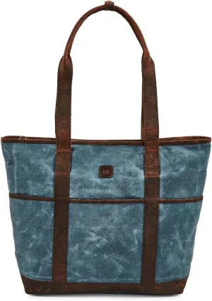 Tote Bag for Women Real Leather Shoulder Handbag Organizer Water Repellent Waxed Canvas