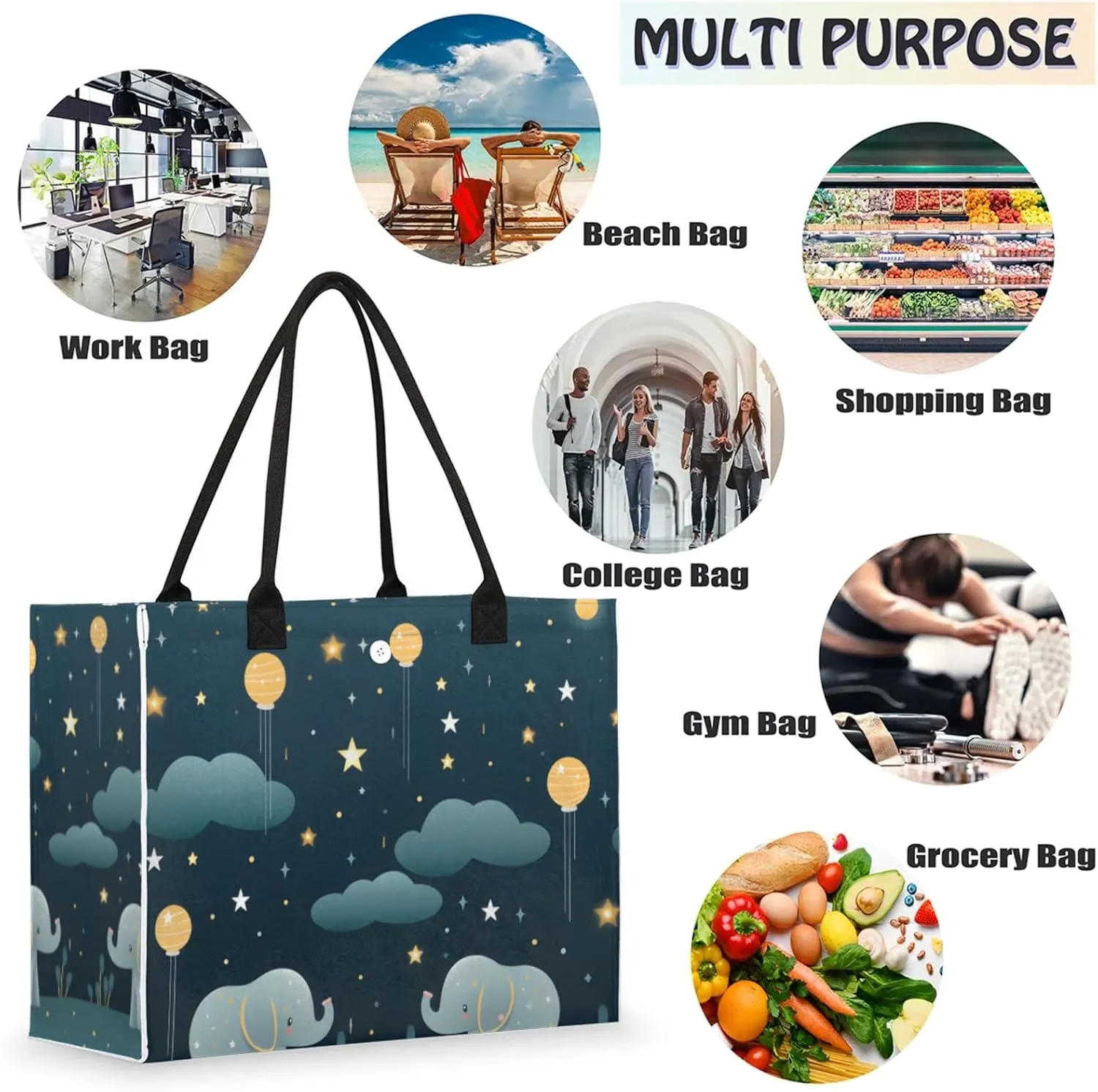 Tote Bag for Women Reusable Canvas Shoulder Bag