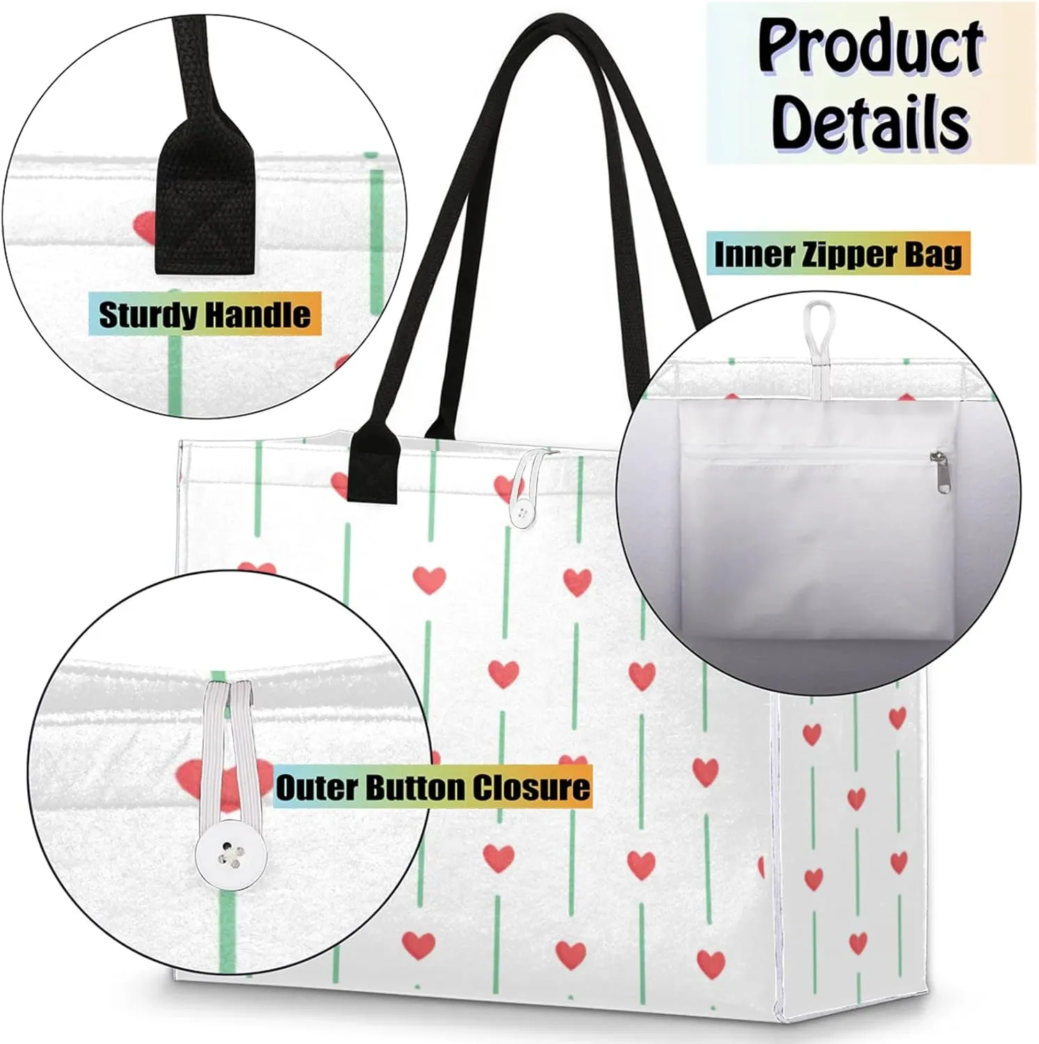 Tote Bag for Women Reusable Canvas Shoulder Bag
