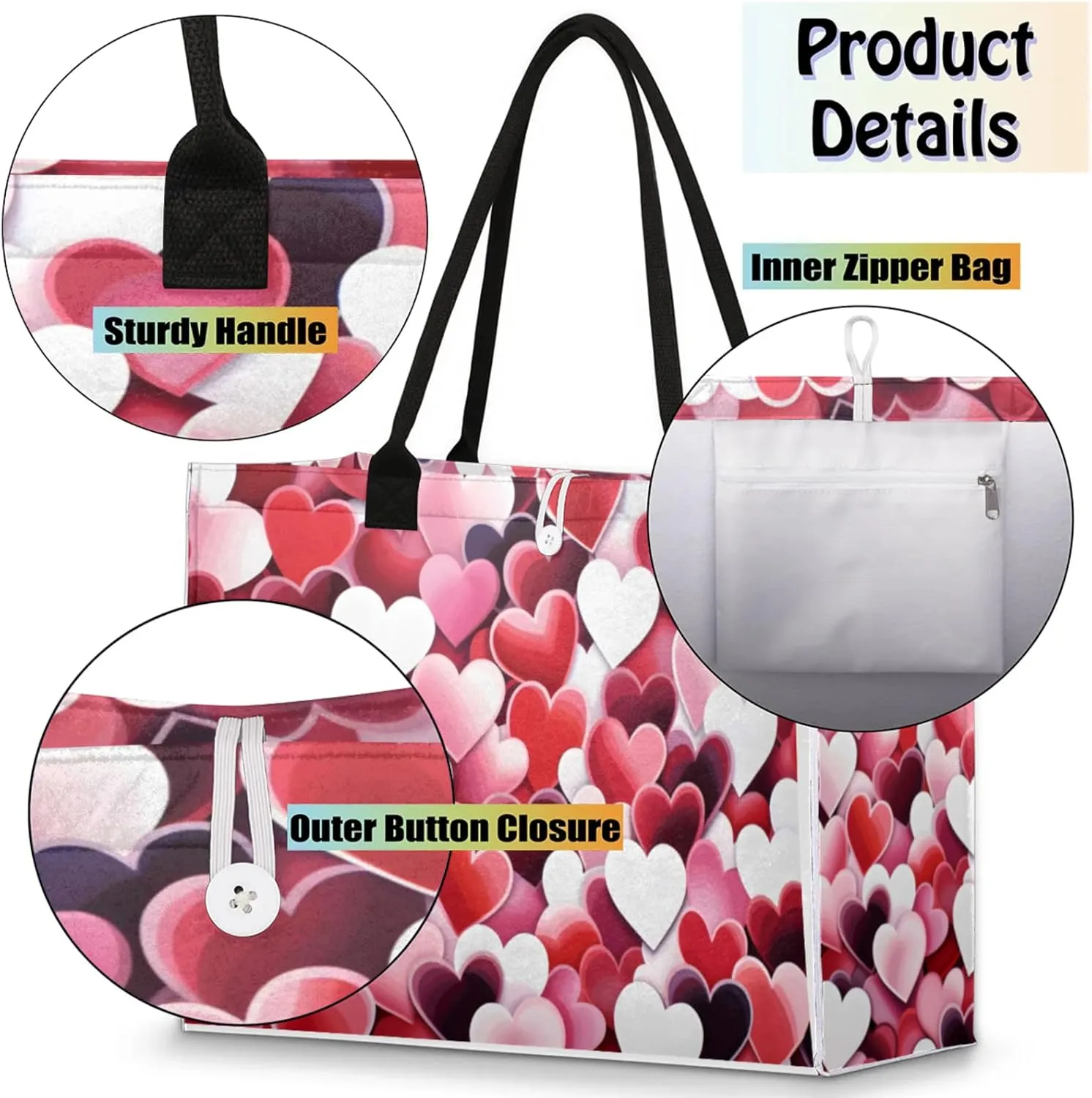 Tote Bag for Women Reusable Canvas Shoulder Bag