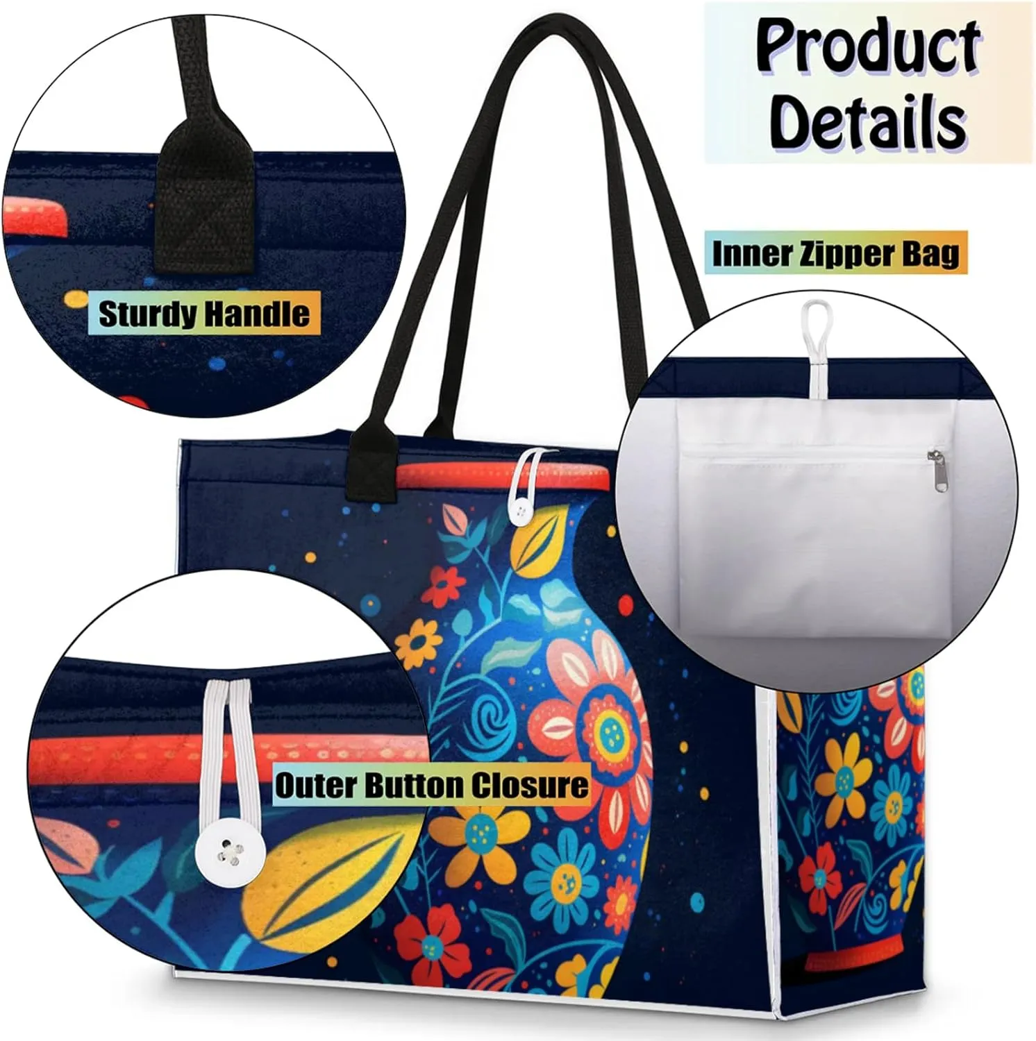 Tote Bag for Women Reusable Canvas Shoulder Bag