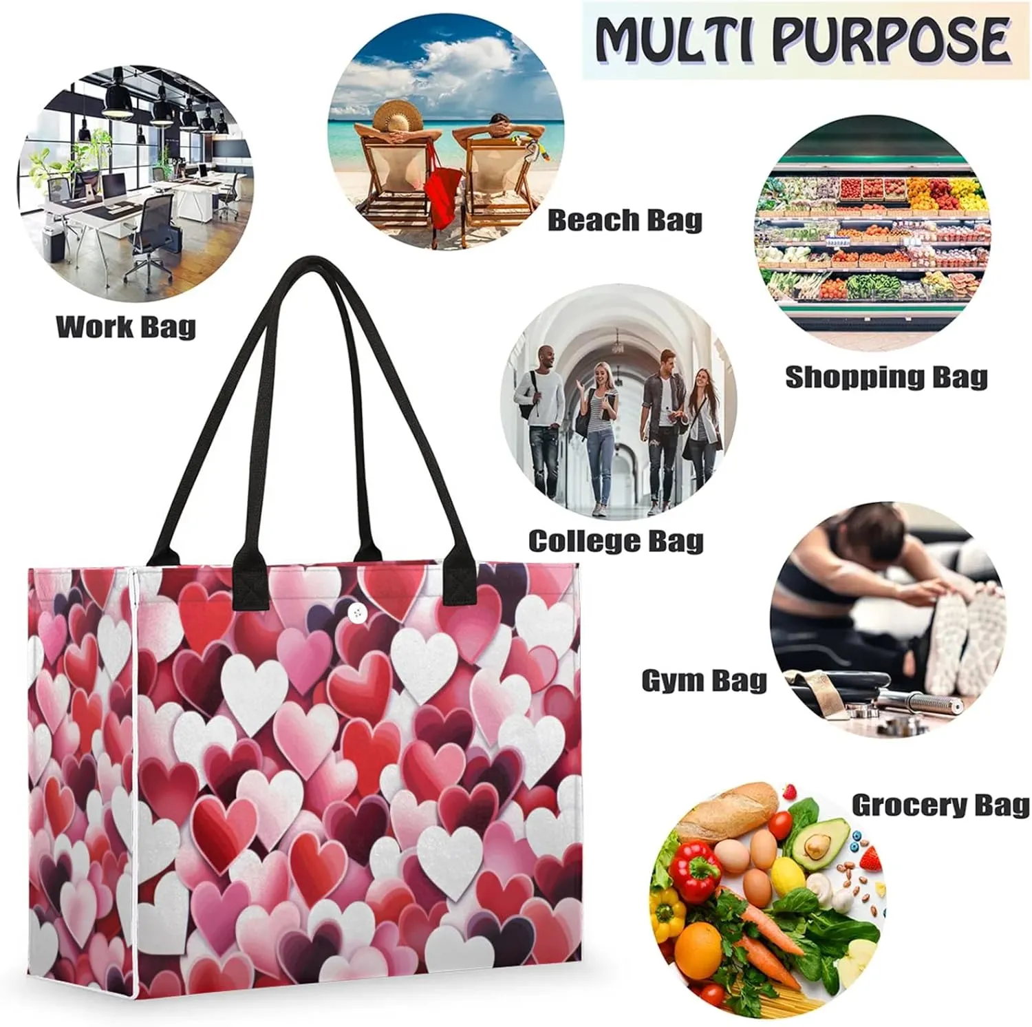 Tote Bag for Women Reusable Canvas Shoulder Bag