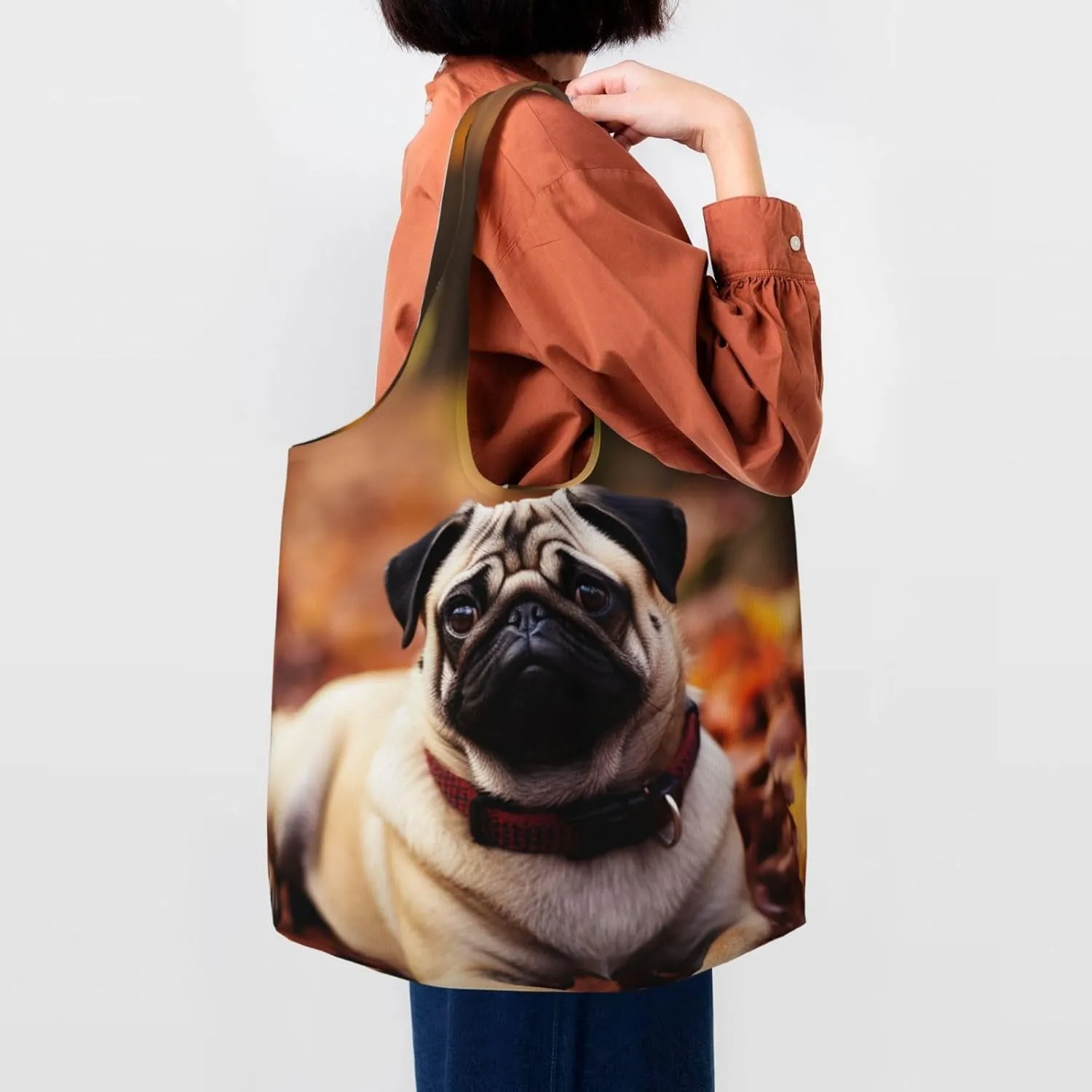 Tote Bag for Women Reusable Grocery Bag Canvas Shopping Bag Fall Maple Leaf Handbag Foldable Shoulder Bag