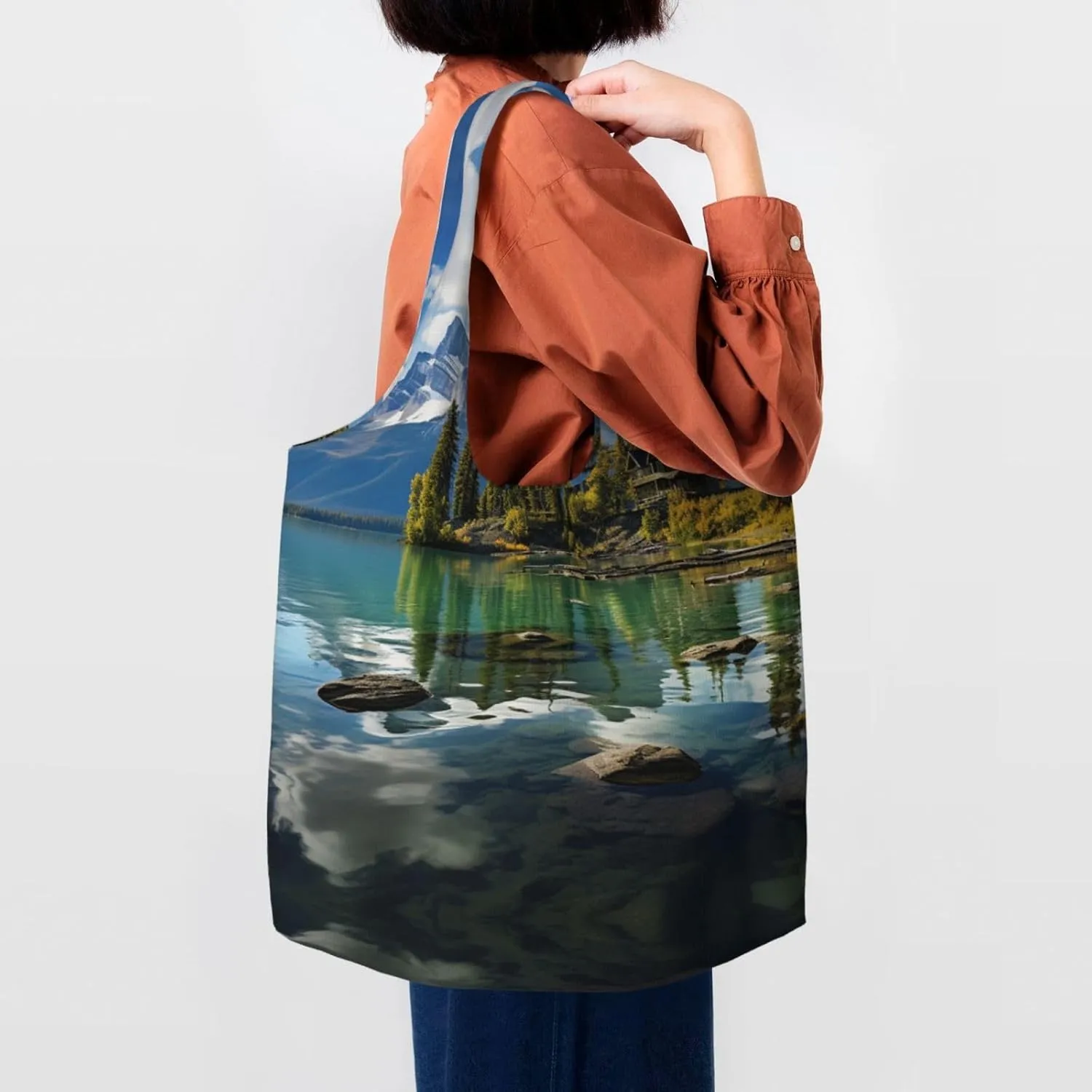 Tote Bag for Women Reusable Grocery Bag Canvas Shopping Bag Universe Starry Stars Handbag Foldable Shoulder Bag
