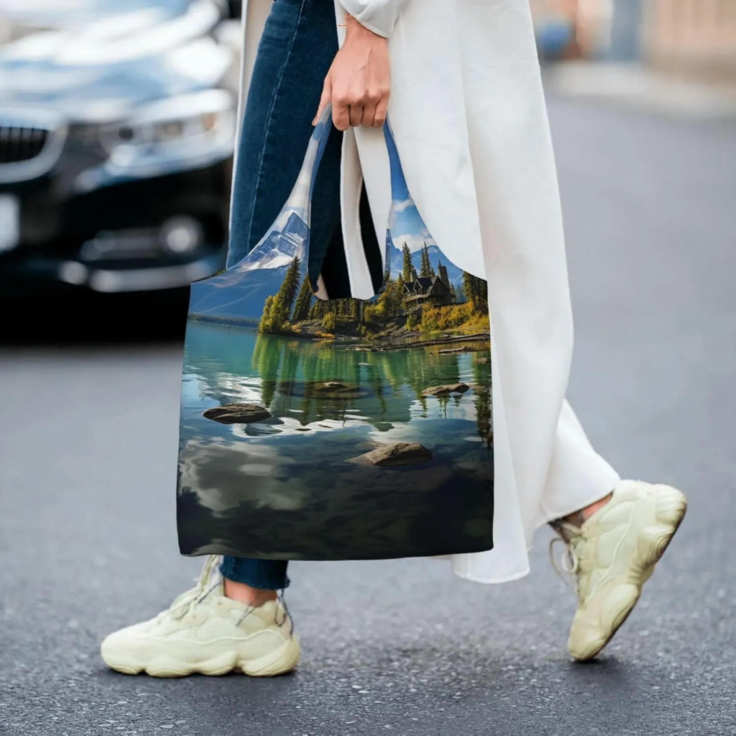 Tote Bag for Women Reusable Grocery Bag Canvas Shopping Bag Universe Starry Stars Handbag Foldable Shoulder Bag