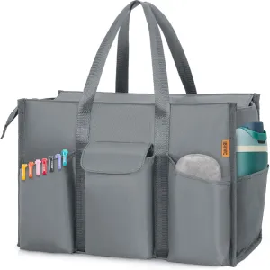 Tote Bag for Women Utility Travel Tote Bags With 8 Exterior & 7 Interior Pockets Zip Top Tote for Teacher Work