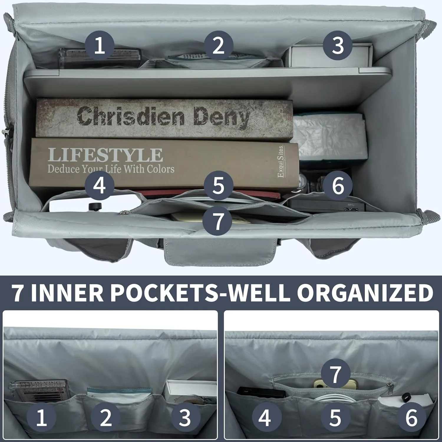 Tote Bag for Women Utility Travel Tote Bags With 8 Exterior & 7 Interior Pockets Zip Top Tote for Teacher Work