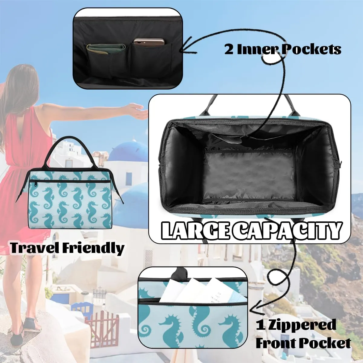 Tote Bag for Women with Zipper, Travel Large Shoulder Bag Handbag for Work, Gym