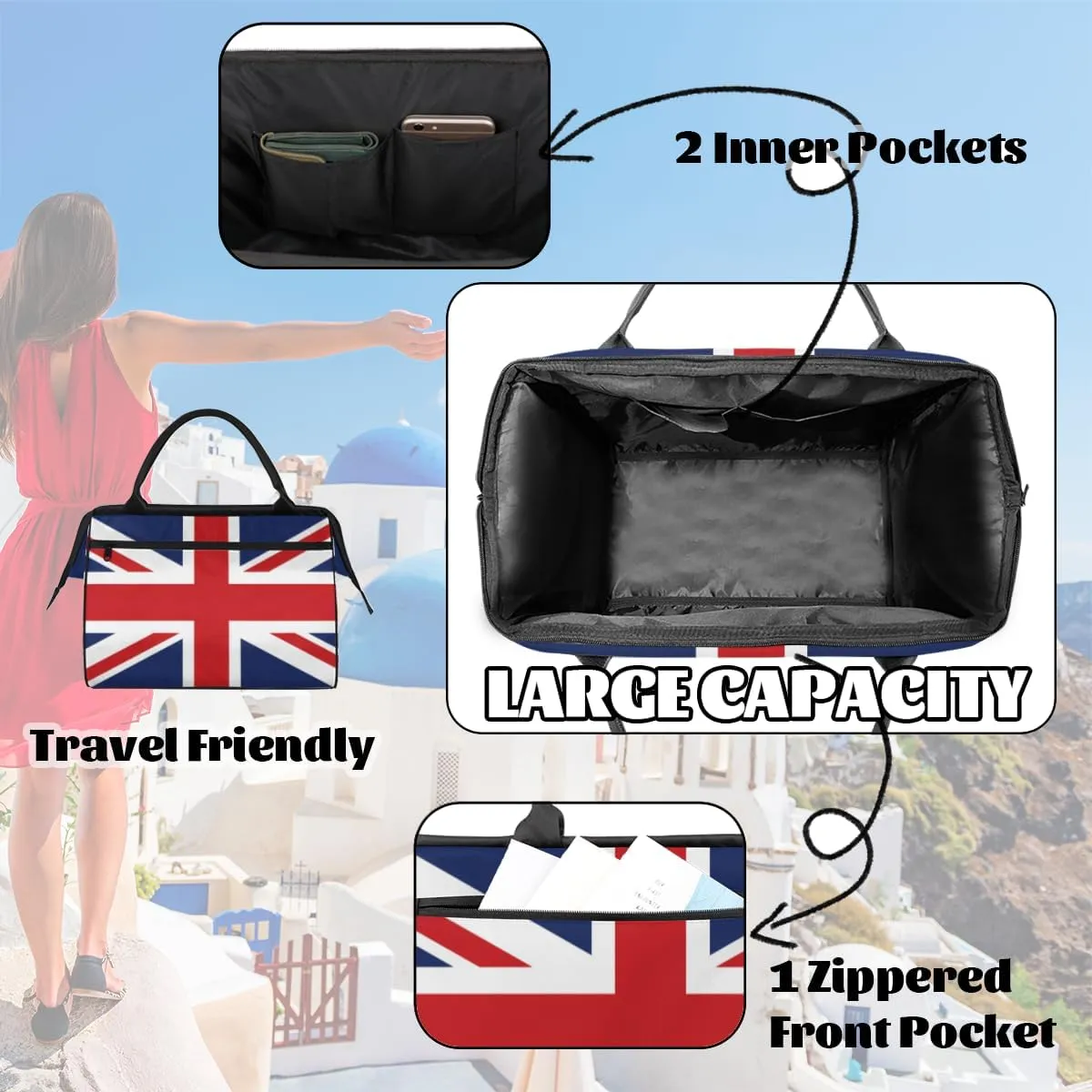 Tote Bag for Women with Zipper, Travel Large Shoulder Bag Handbag for Work, Gym